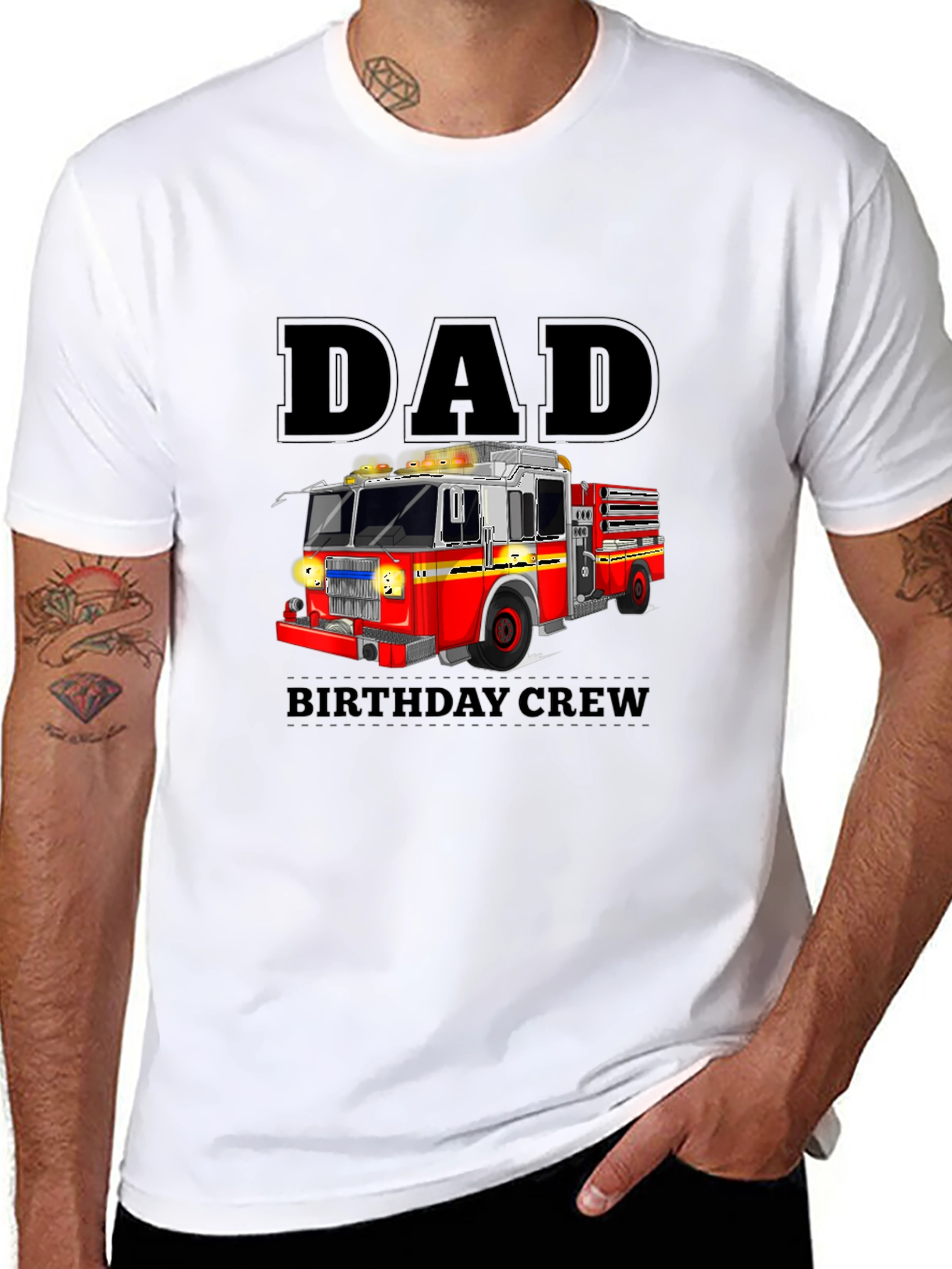 Dad Birthday Crew Fire Truck T-Shirt