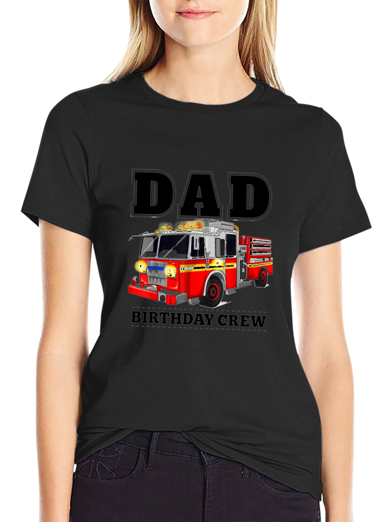 Dad Birthday Crew Fire Truck T-Shirt