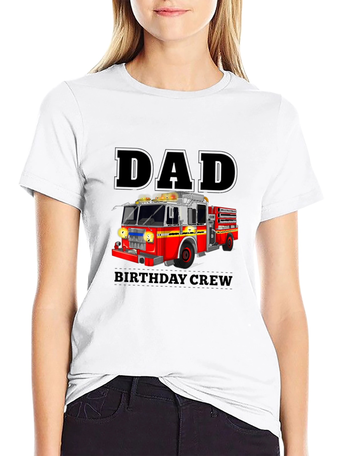 Dad Birthday Crew Fire Truck T-Shirt