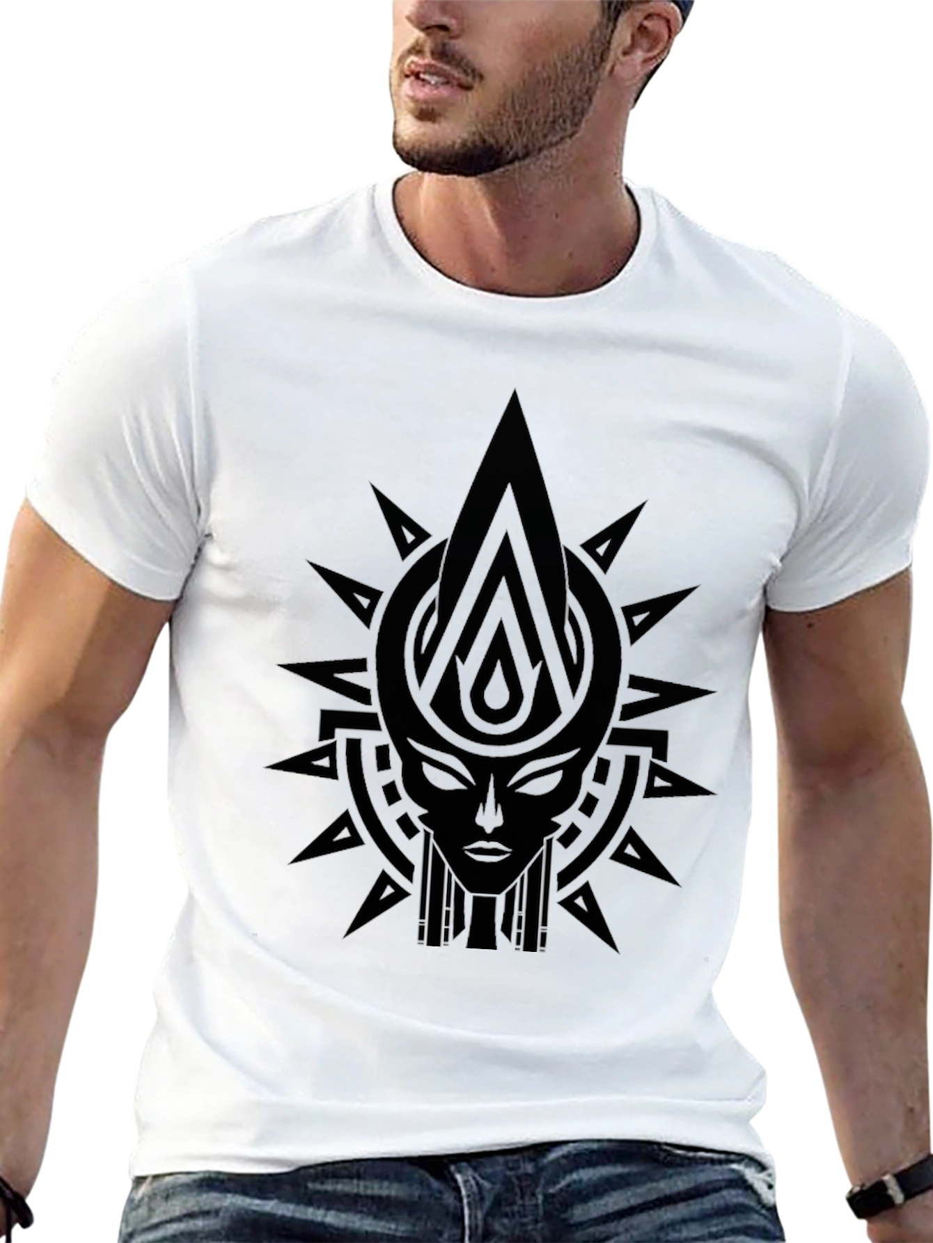 Tribal Goddess Graphic Print Black T-Shirt