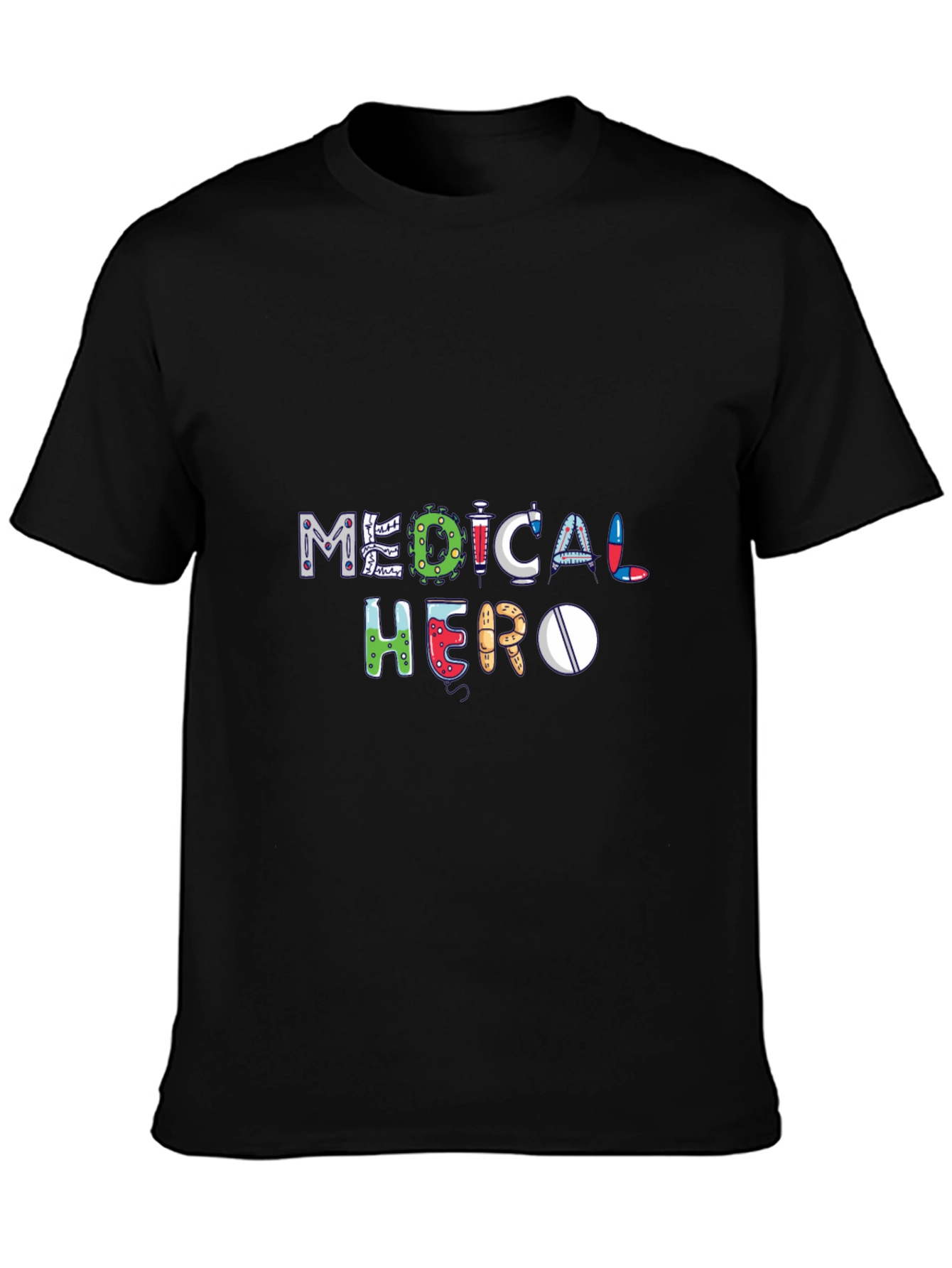 Medical Hero Graphic Tee - Black Cotton T-Shirt