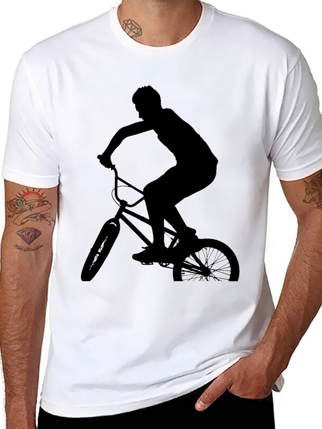 BMX Rider Silhouette Graphic Tee - Black