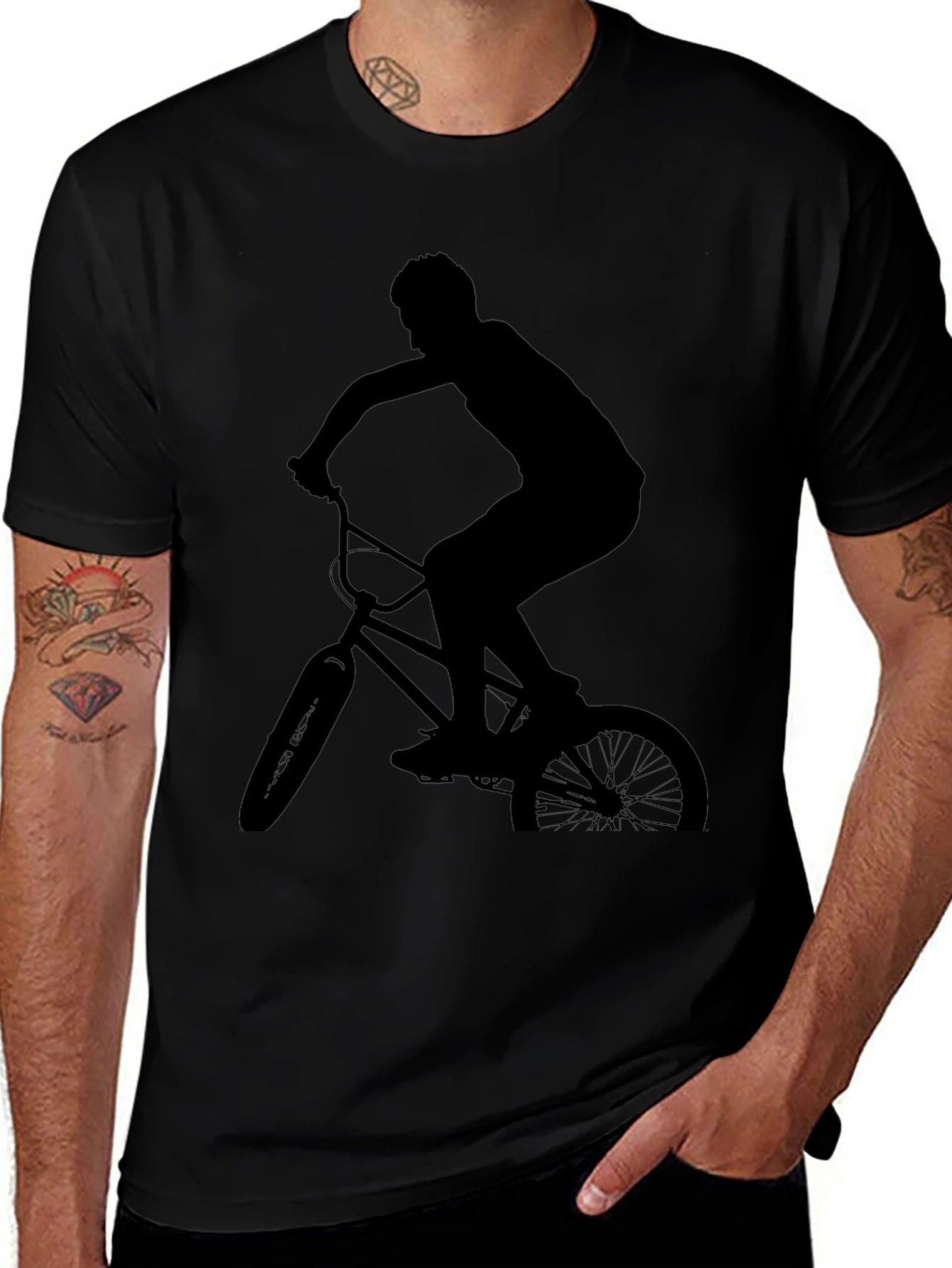 BMX Rider Silhouette Graphic Tee - Black