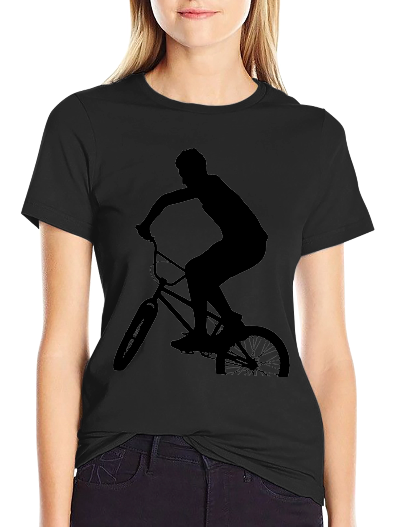 BMX Rider Silhouette Graphic Tee - Black