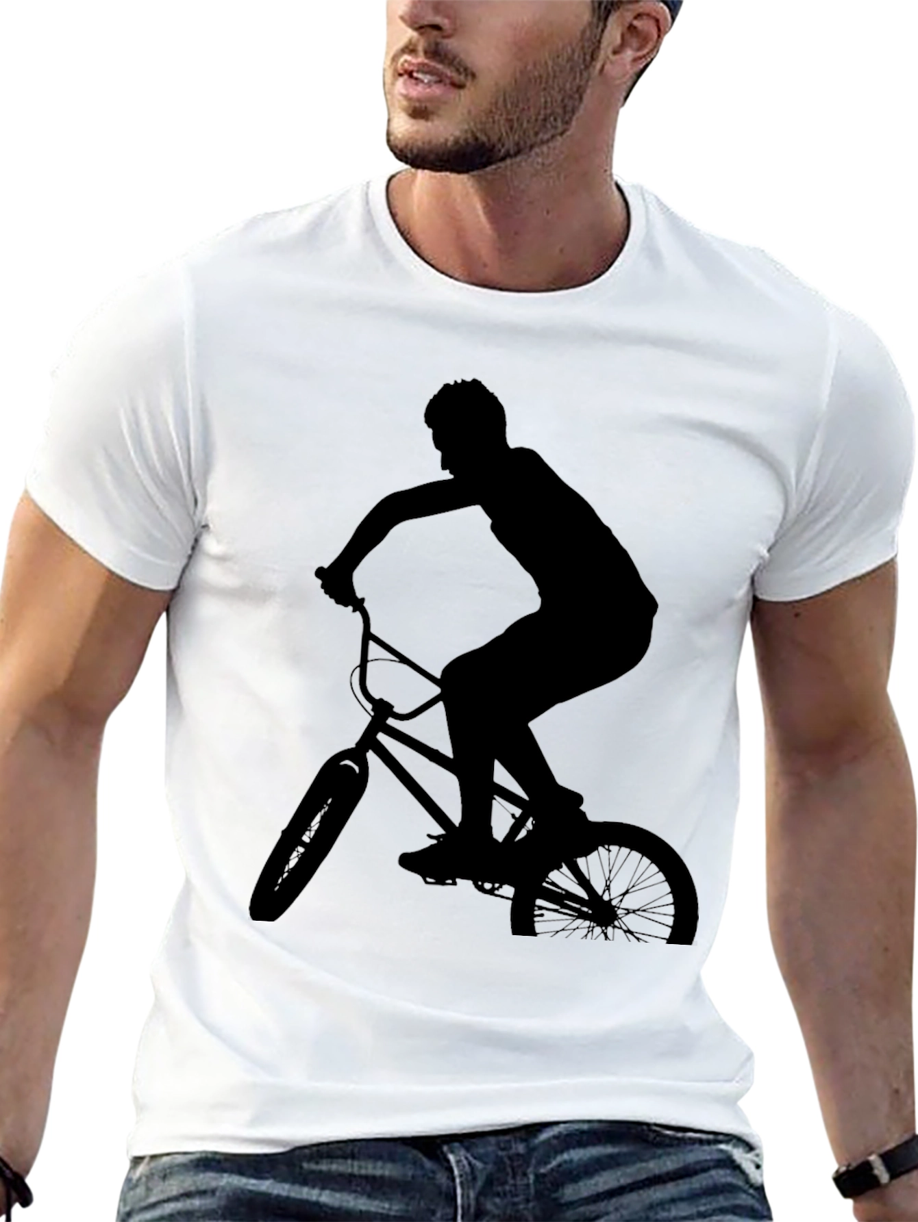 BMX Rider Silhouette Graphic Tee - Black