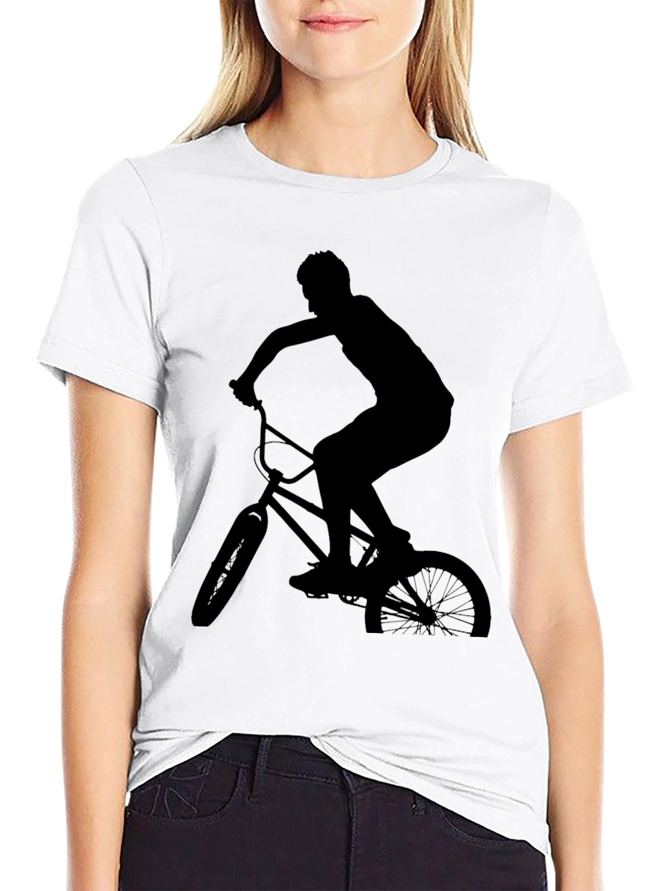 BMX Rider Silhouette Graphic Tee - Black