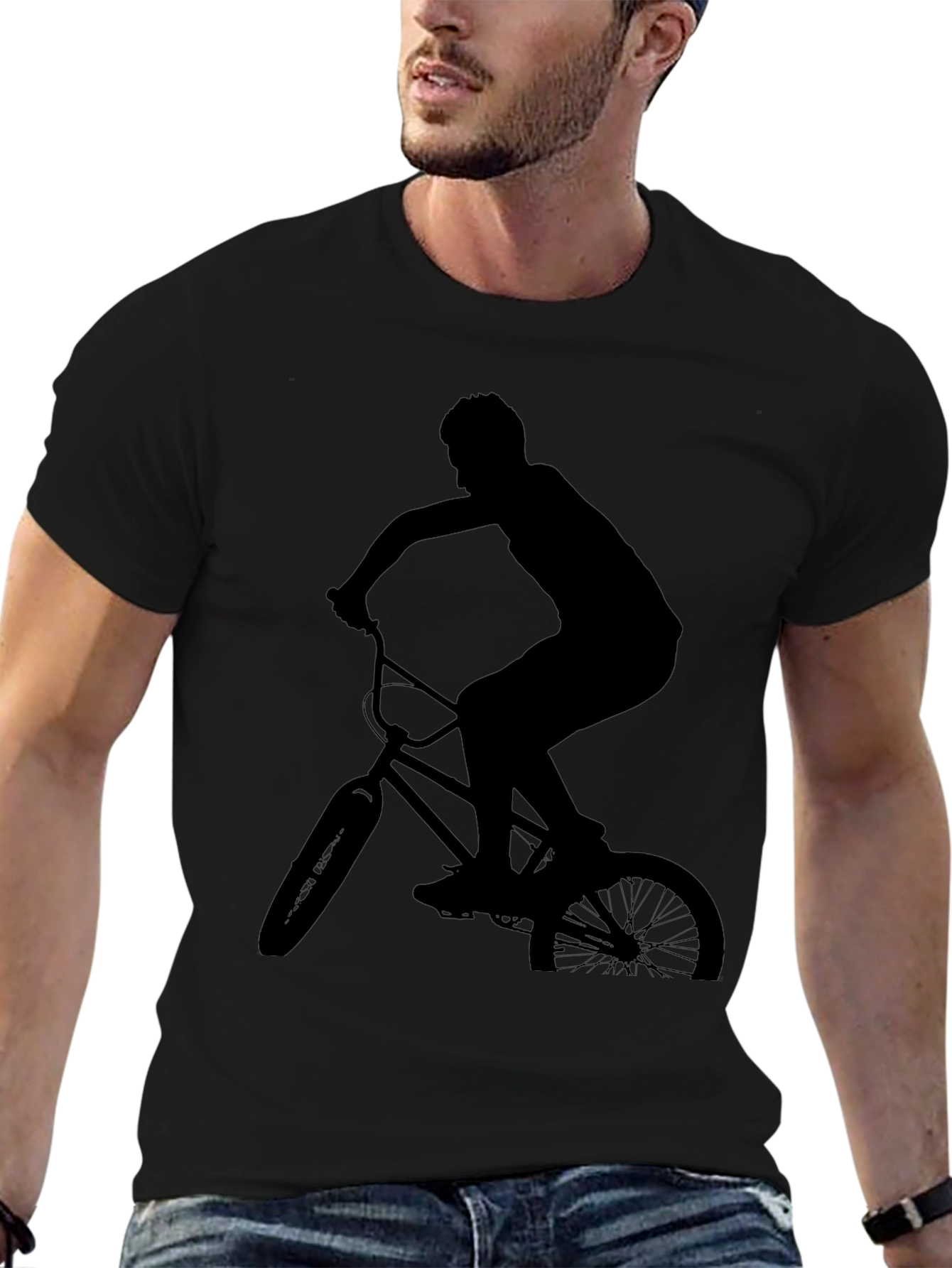 BMX Rider Silhouette Graphic Tee - Black