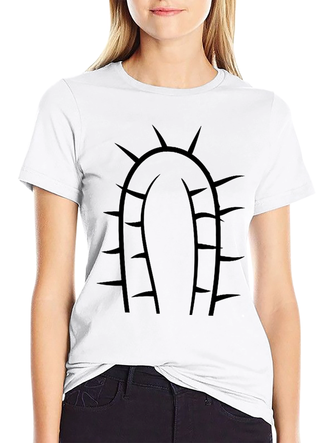 Spiked Cactus Graphic Tee - Black Cotton Casual Shirt