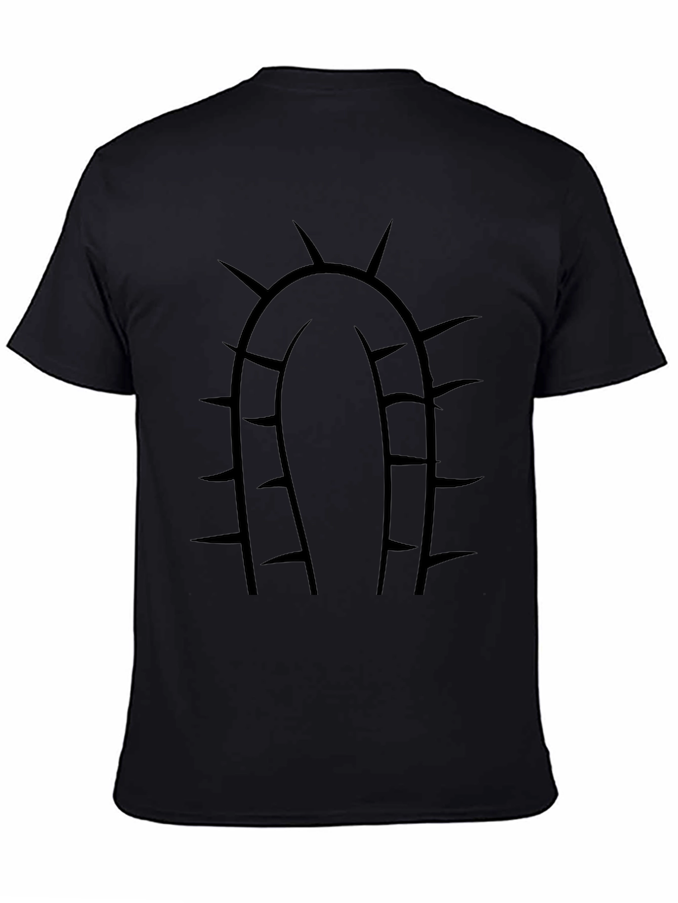 Spiked Cactus Graphic Tee - Black Cotton Casual Shirt