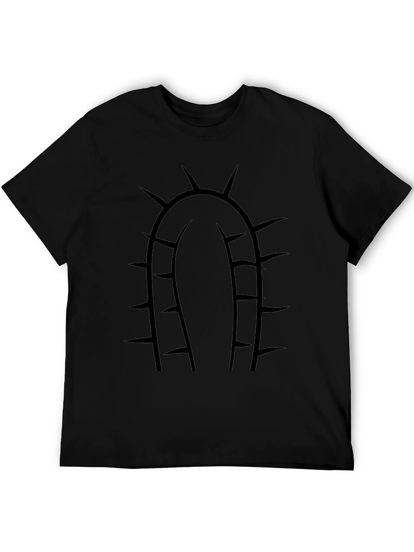 Spiked Cactus Graphic Tee - Black Cotton Casual Shirt
