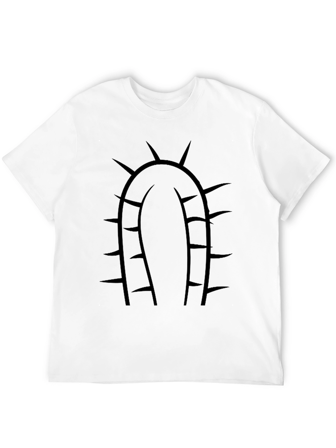 Spiked Cactus Graphic Tee - Black Cotton Casual Shirt