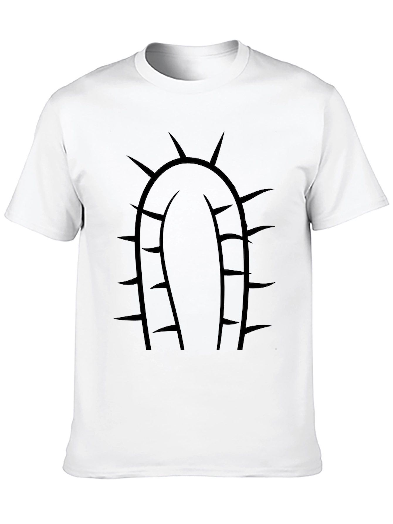 Spiked Cactus Graphic Tee - Black Cotton Casual Shirt