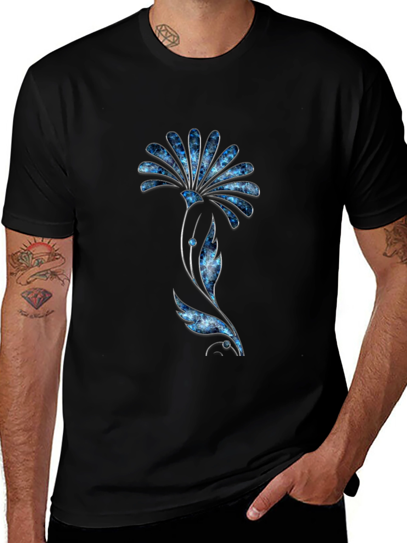 Floral Graphic Tee - Modern Black T-Shirt
