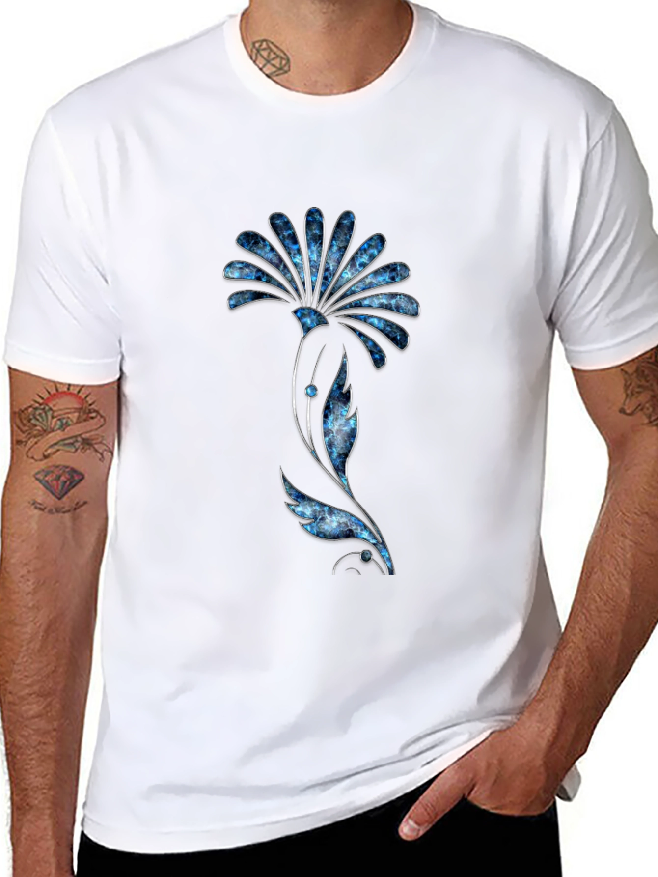 Floral Graphic Tee - Modern Black T-Shirt