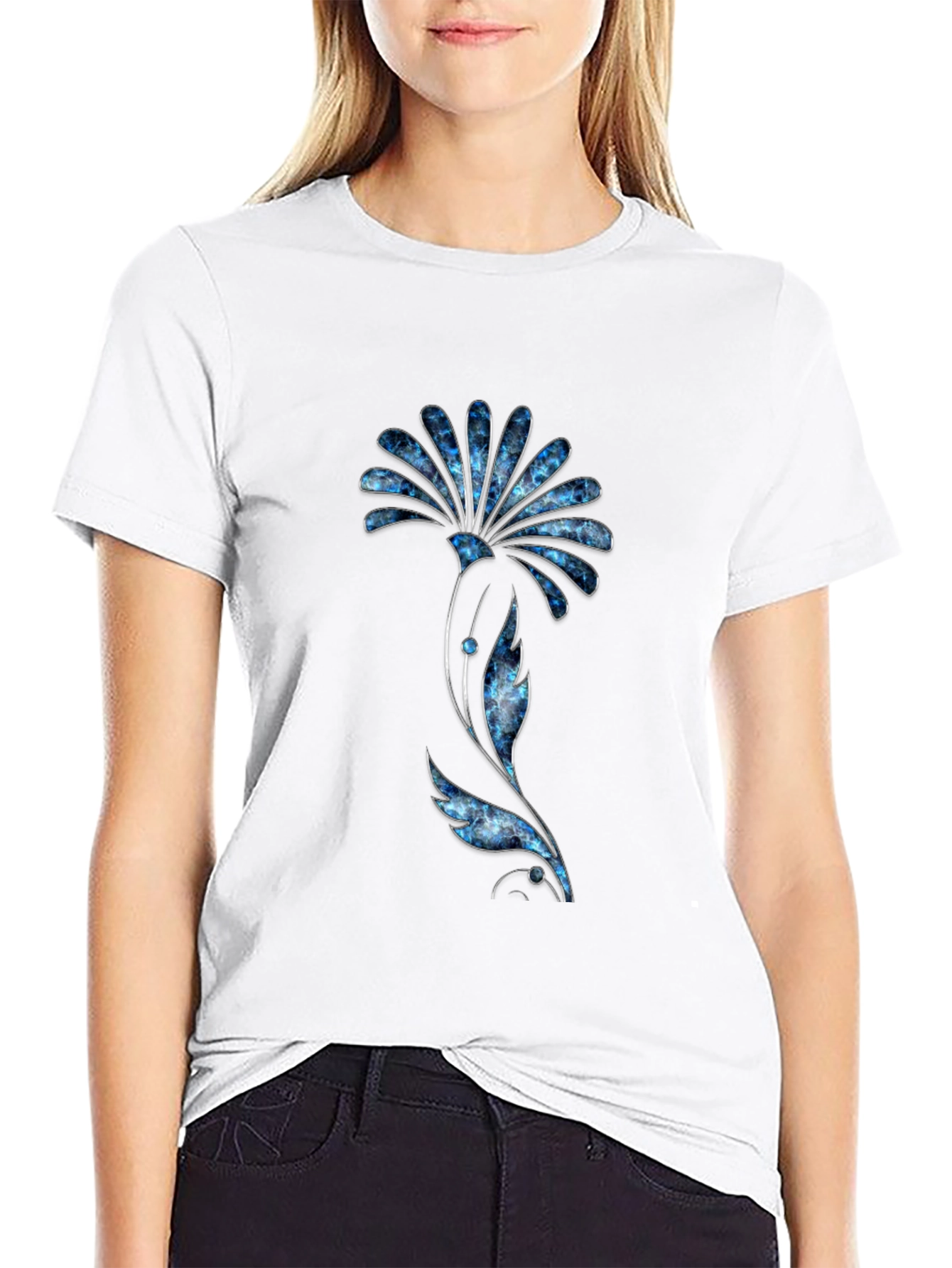 Floral Graphic Tee - Modern Black T-Shirt