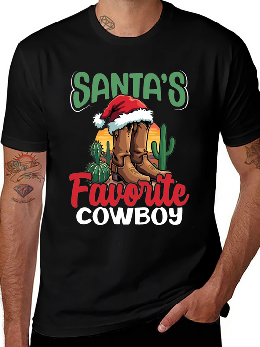 Santas Favorite Cowboy Christmas Graphic Tee