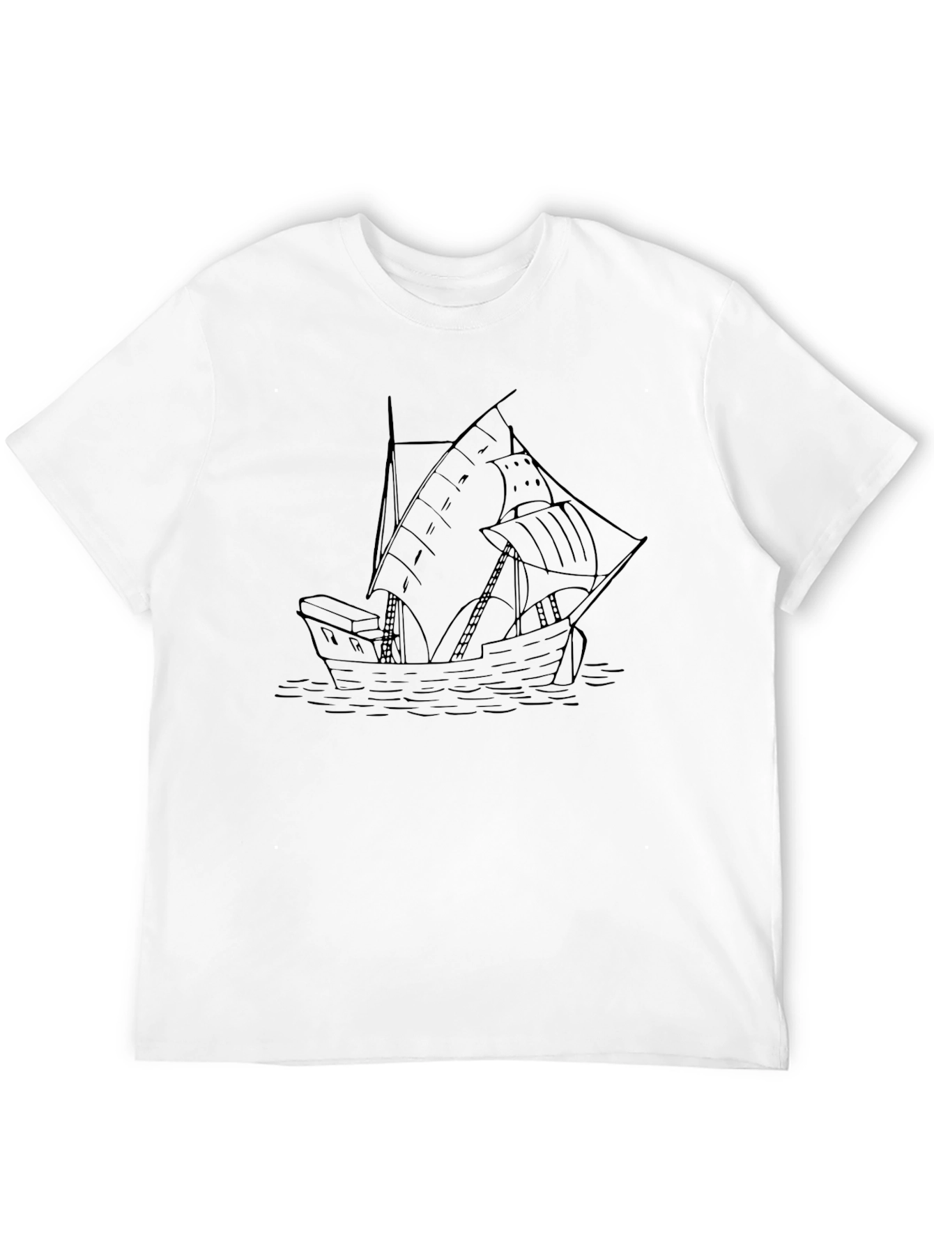 Nautical Ship Black Graphic Tee for Men