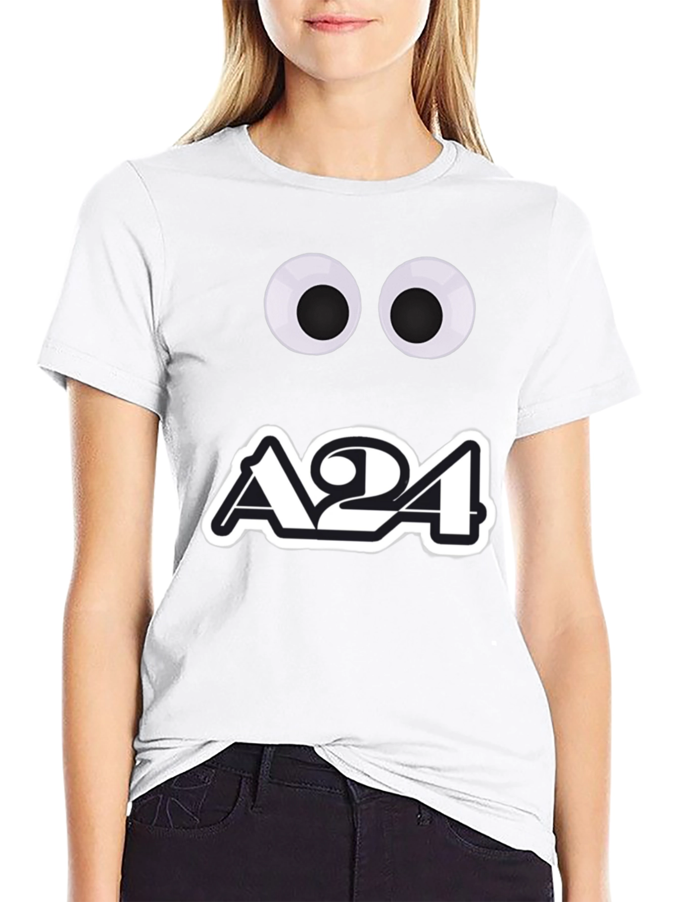 A24 Googly Eyes Black Graphic Tee