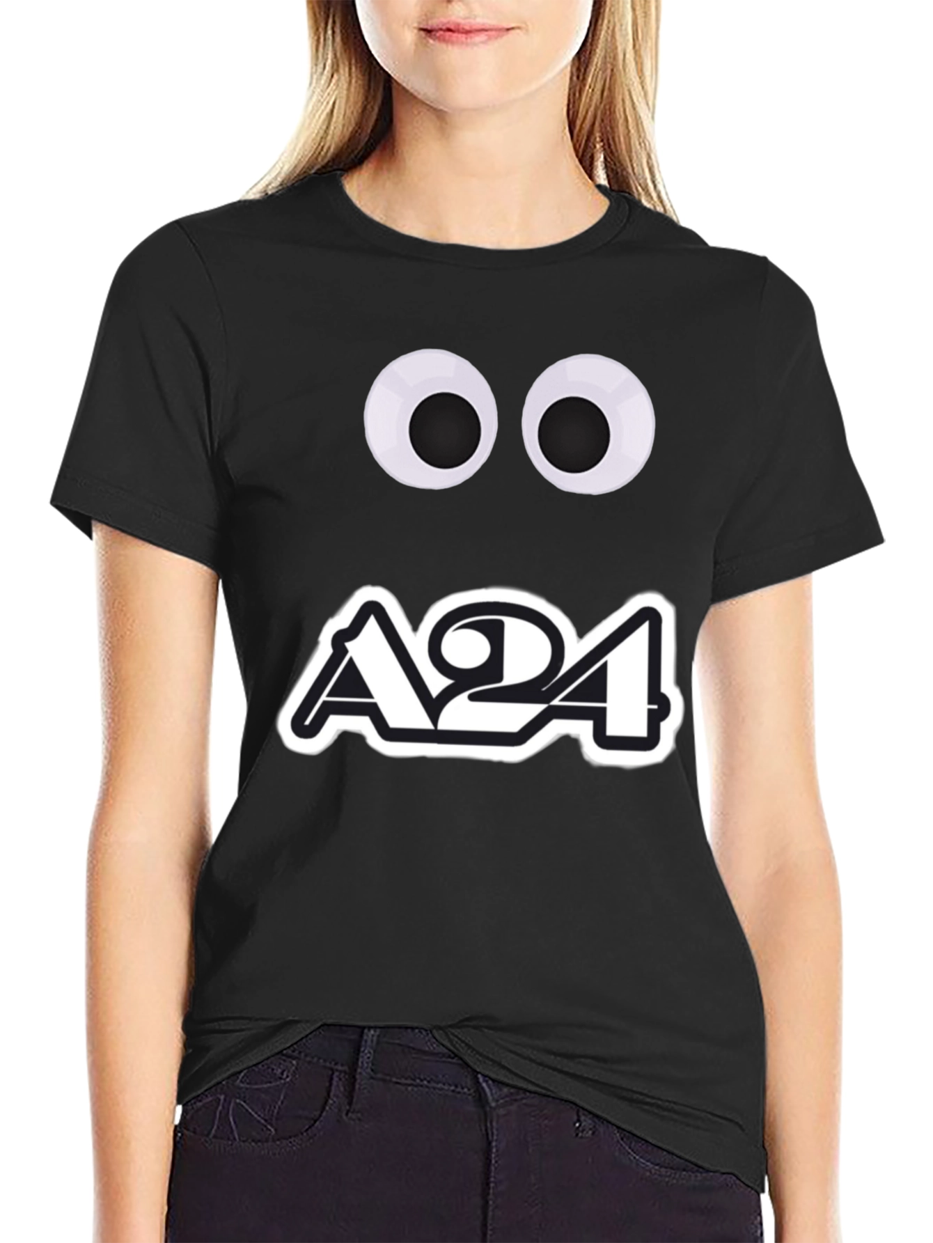 A24 Googly Eyes Black Graphic Tee