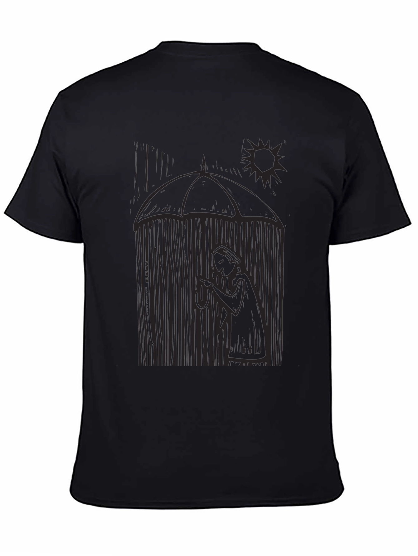 Artistic Graphic Print Black T-Shirt