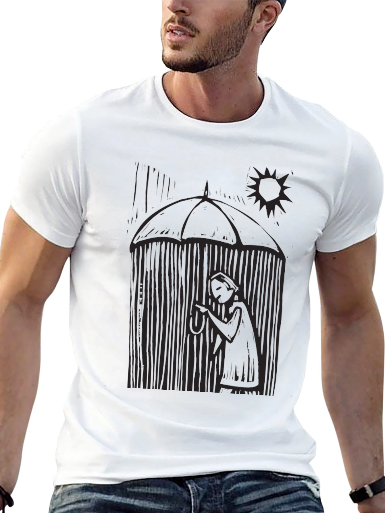 Artistic Graphic Print Black T-Shirt