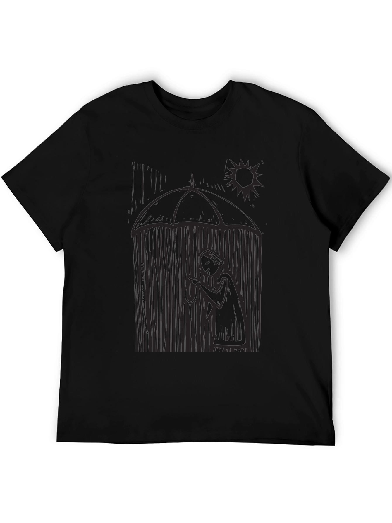 Artistic Graphic Print Black T-Shirt