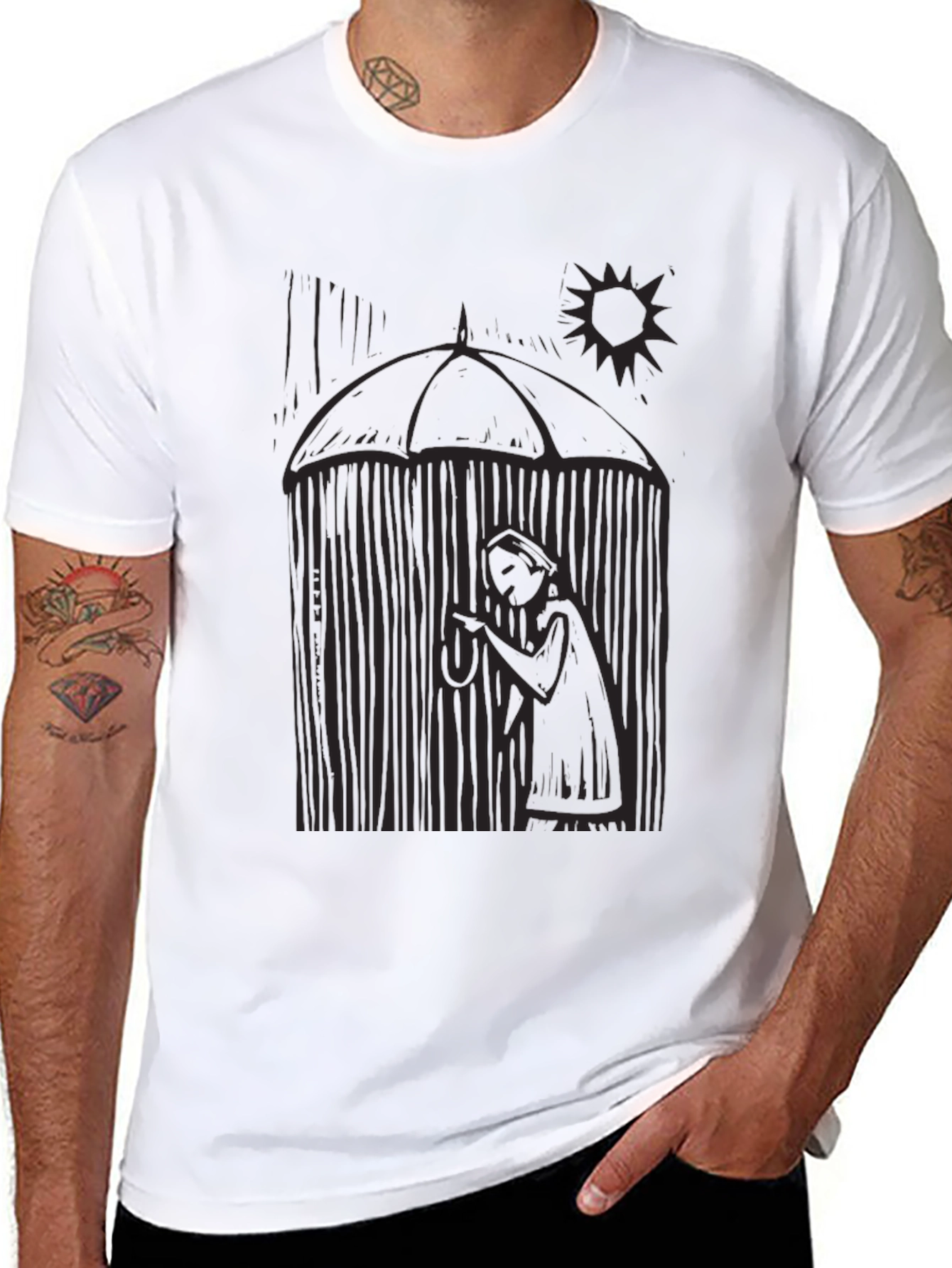 Artistic Graphic Print Black T-Shirt