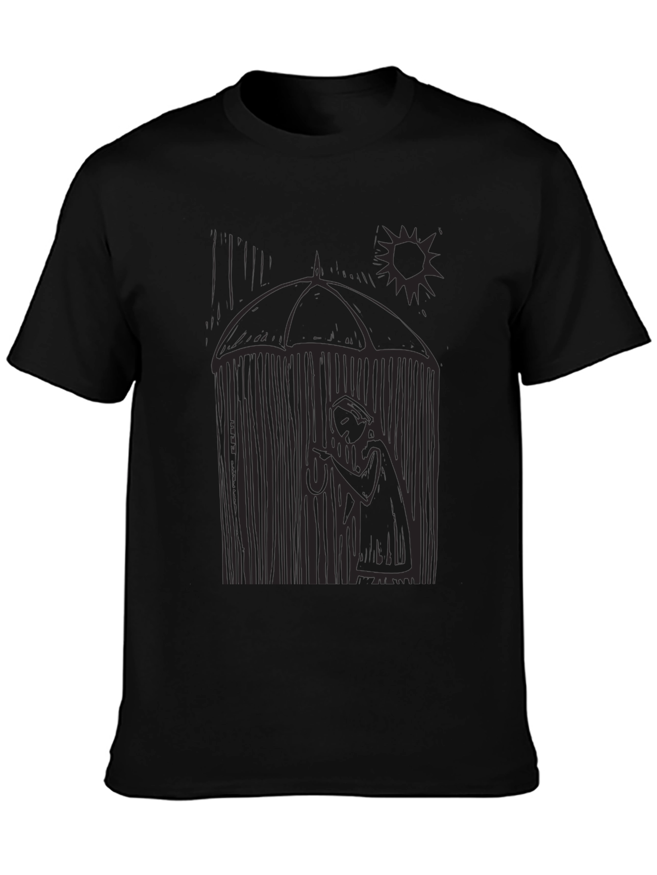 Artistic Graphic Print Black T-Shirt