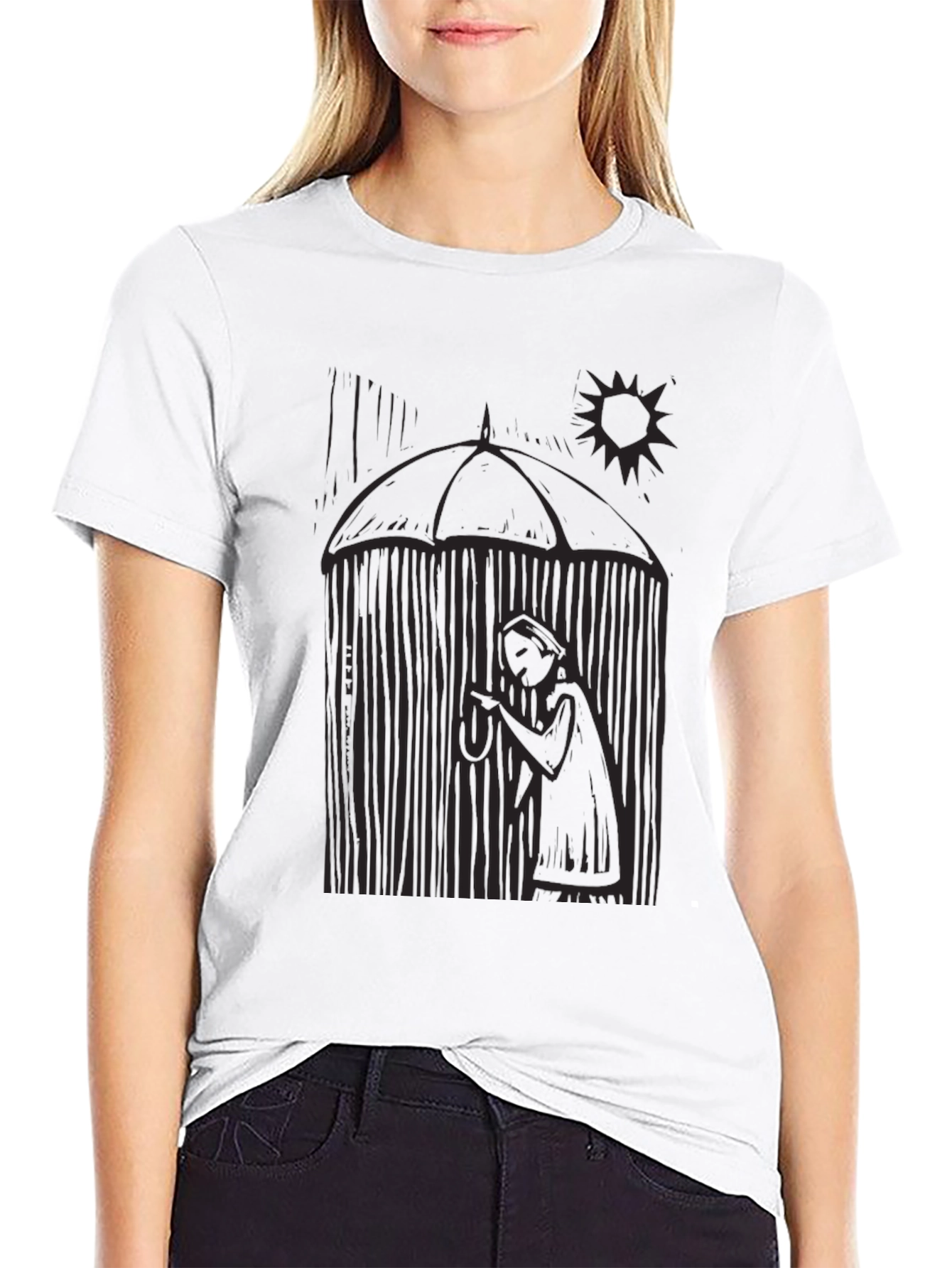 Artistic Graphic Print Black T-Shirt