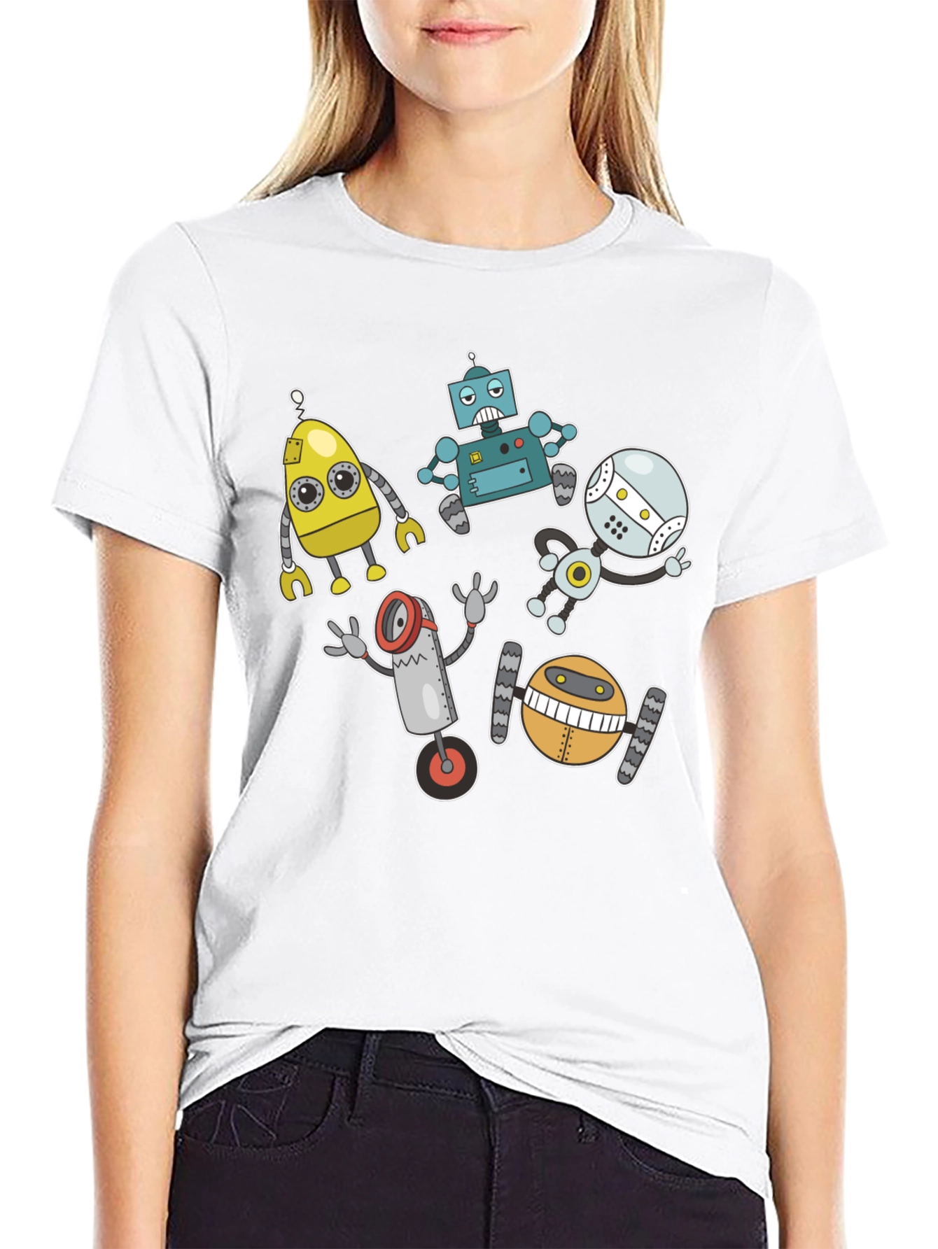 Robot Crew Graphic Tee - Geek Chic Style