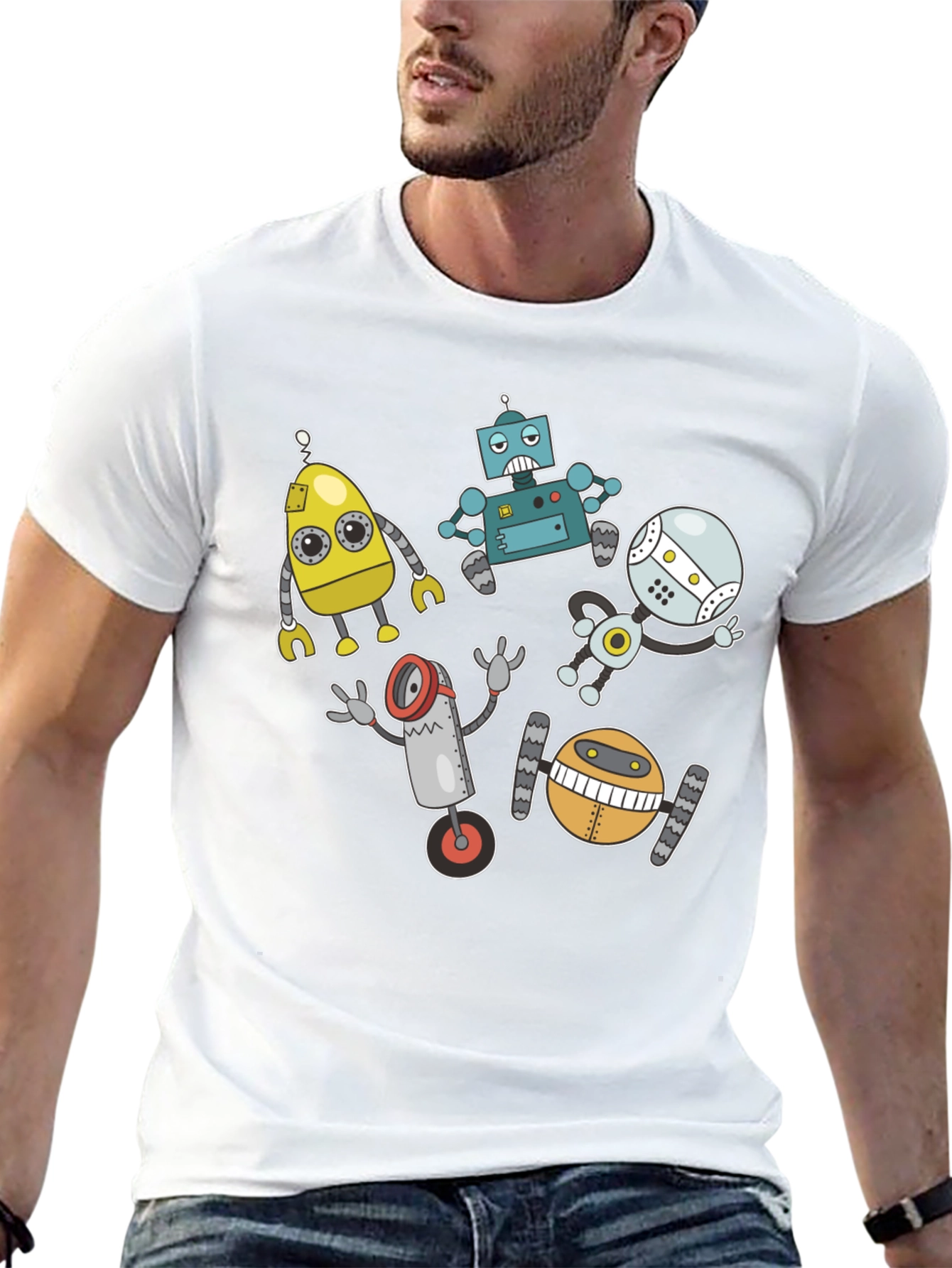 Robot Crew Graphic Tee - Geek Chic Style