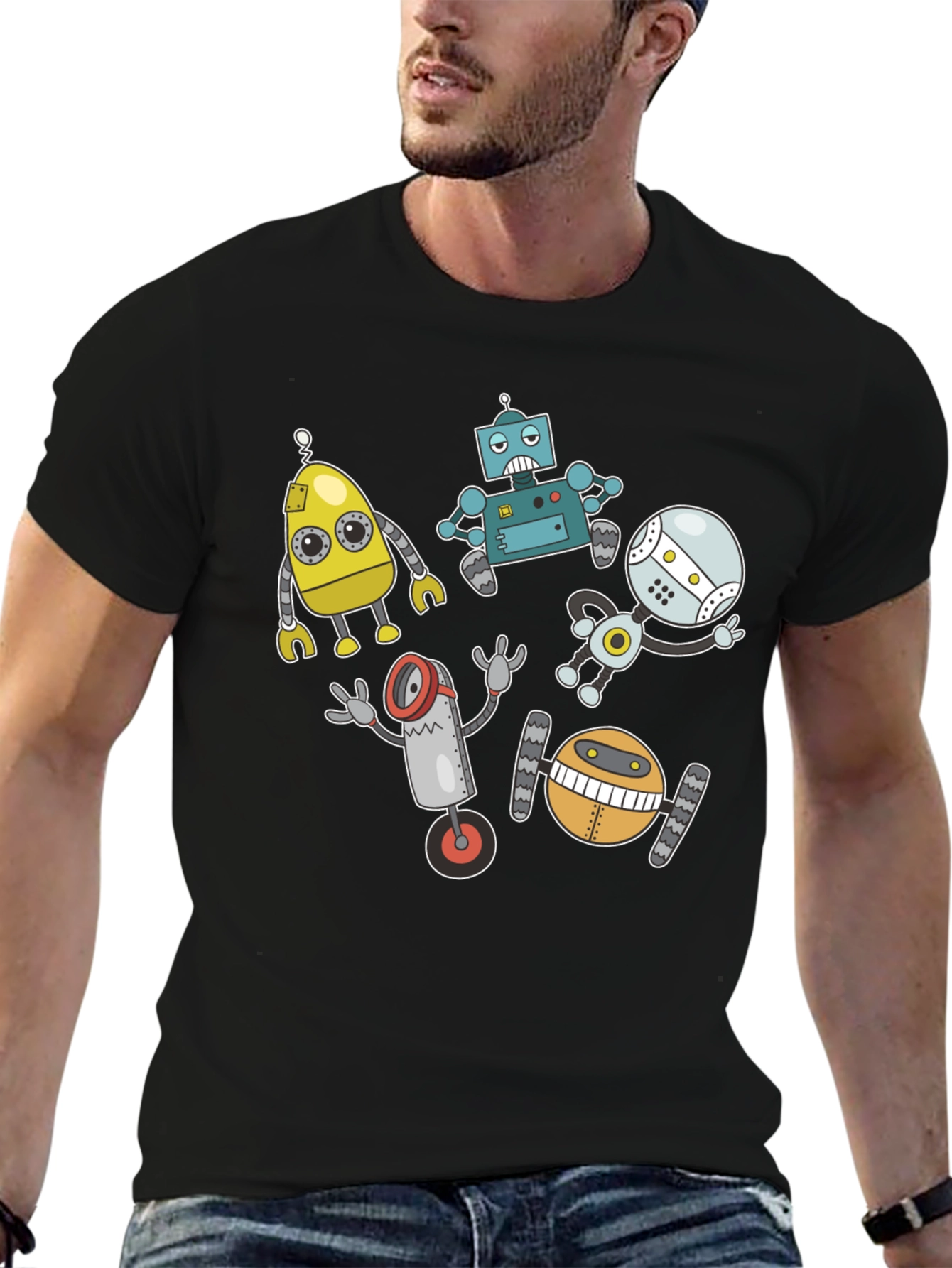 Robot Crew Graphic Tee - Geek Chic Style