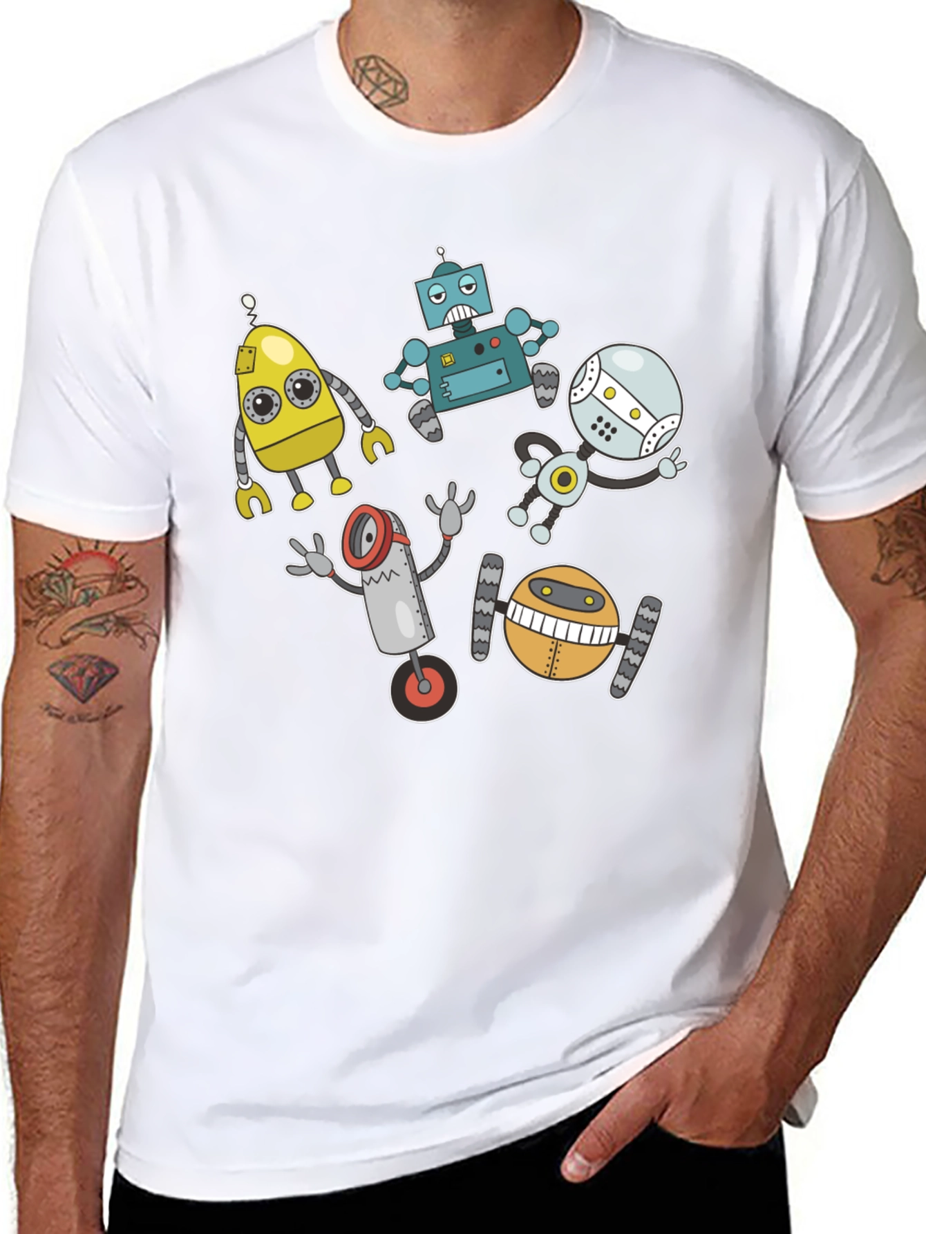 Robot Crew Graphic Tee - Geek Chic Style
