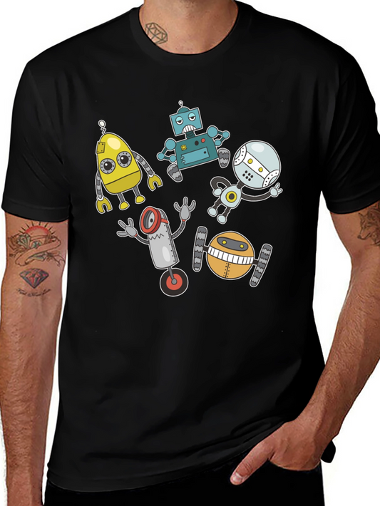 Robot Crew Graphic Tee - Geek Chic Style