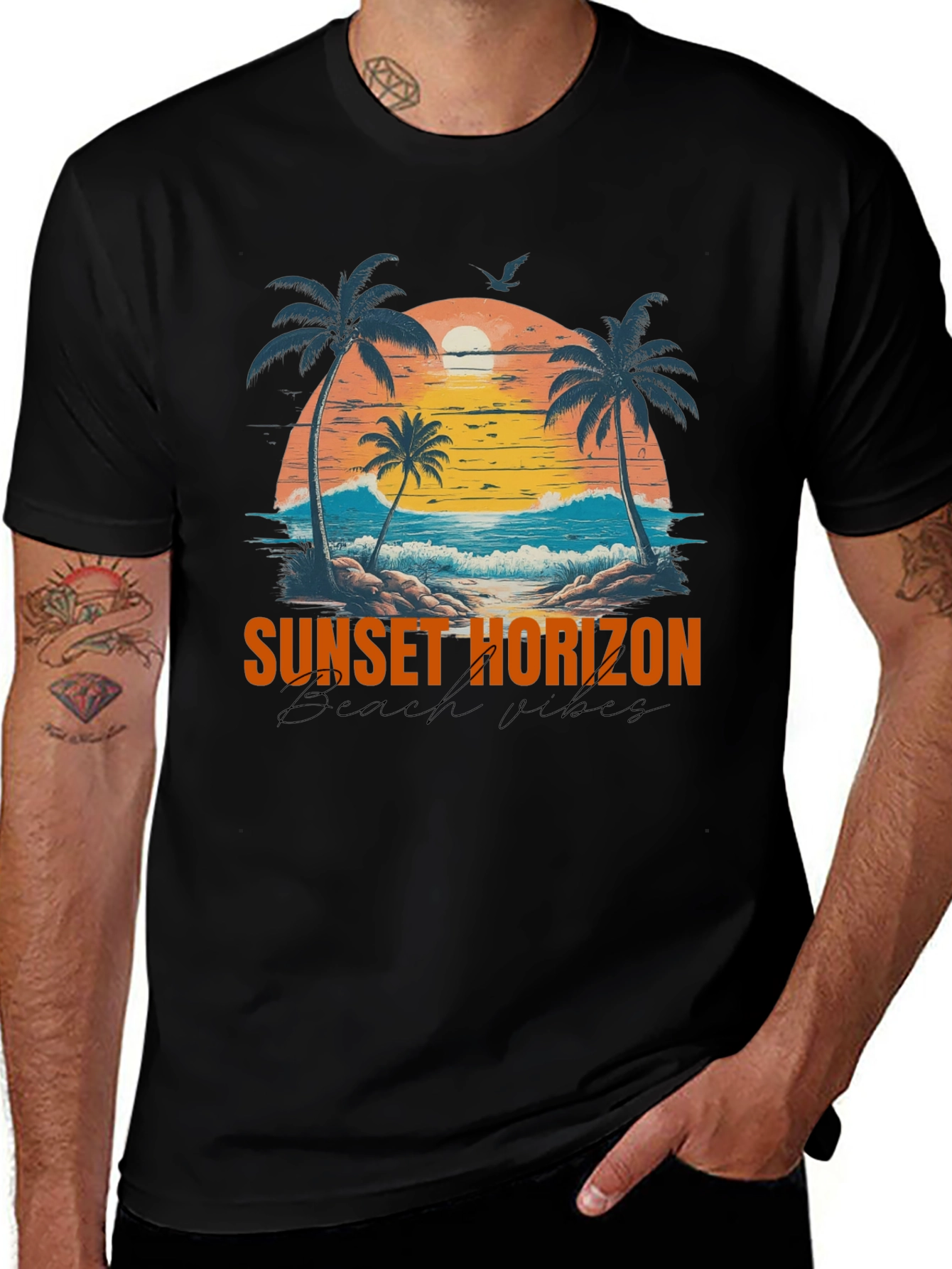 Sunset Horizon Beach Vibes Graphic T-Shirt