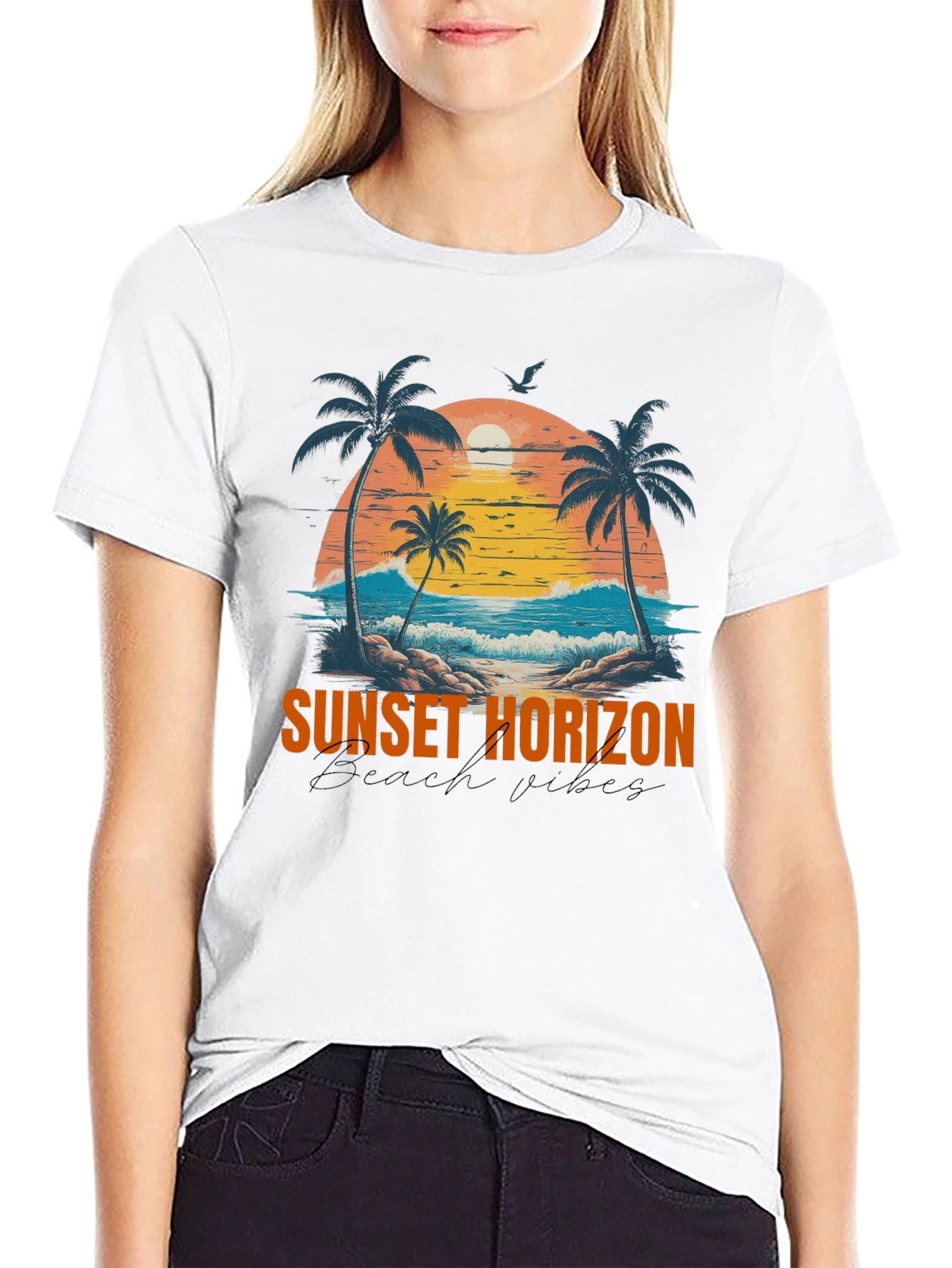 Sunset Horizon Beach Vibes Graphic T-Shirt