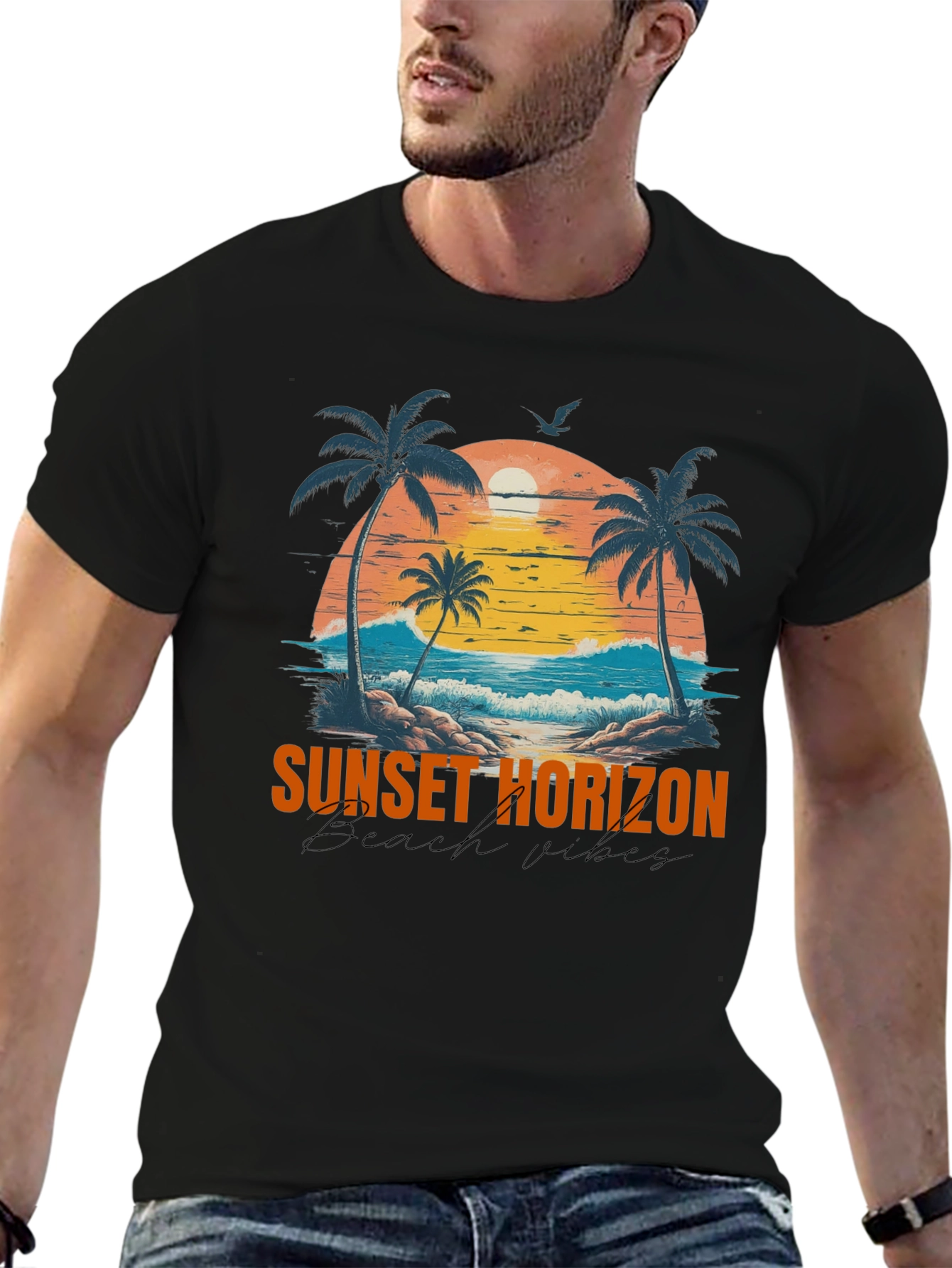 Sunset Horizon Beach Vibes Graphic T-Shirt