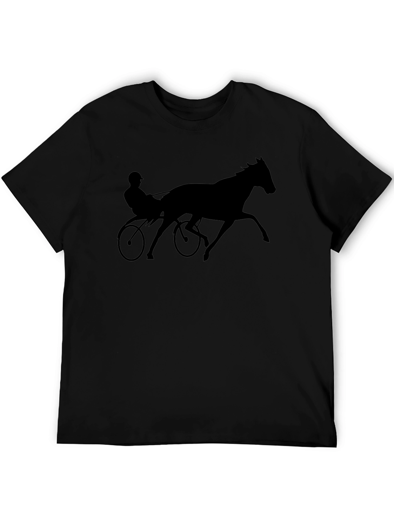 Horse Racing Silhouette Black T-Shirt