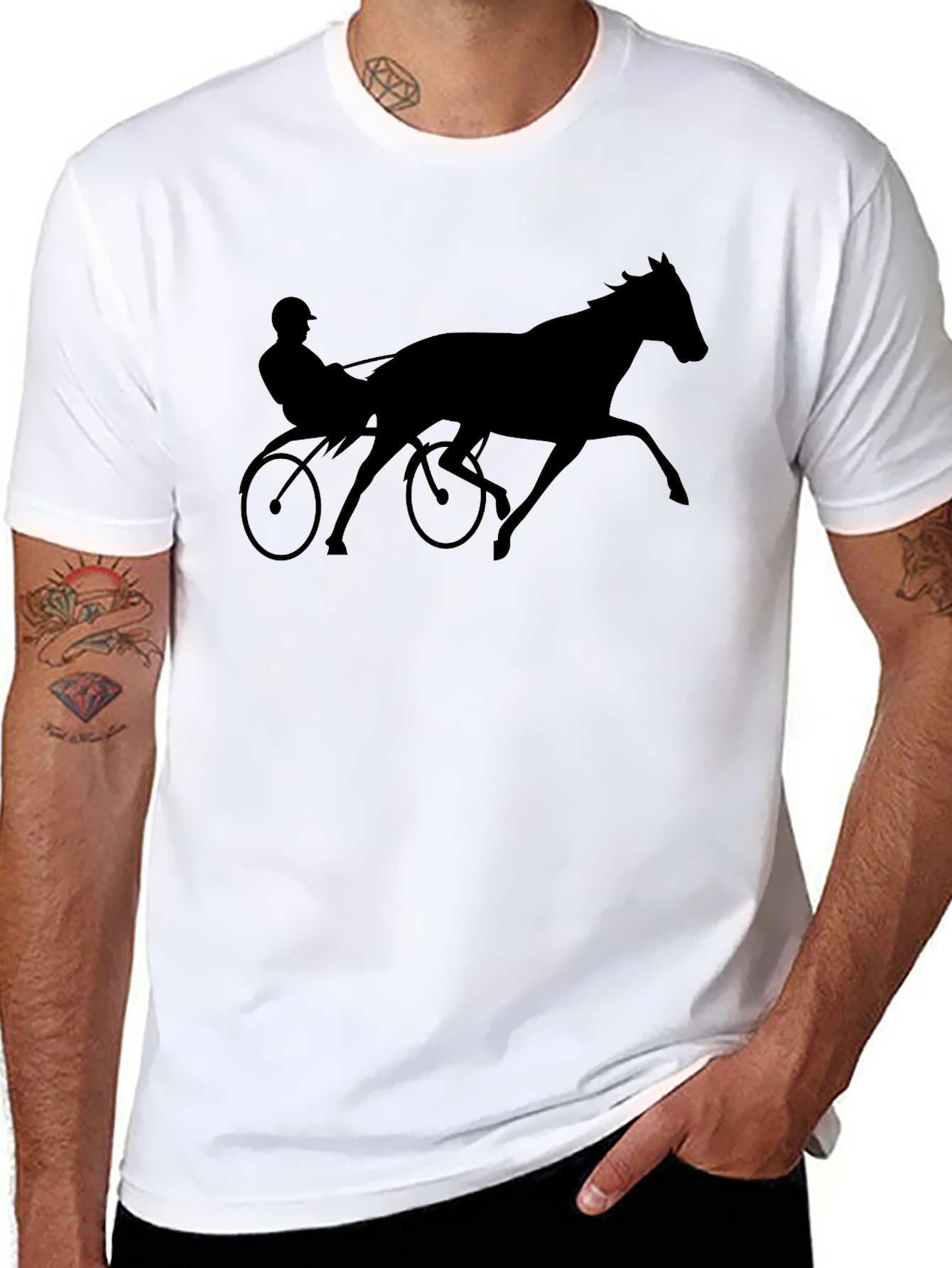 Horse Racing Silhouette Black T-Shirt