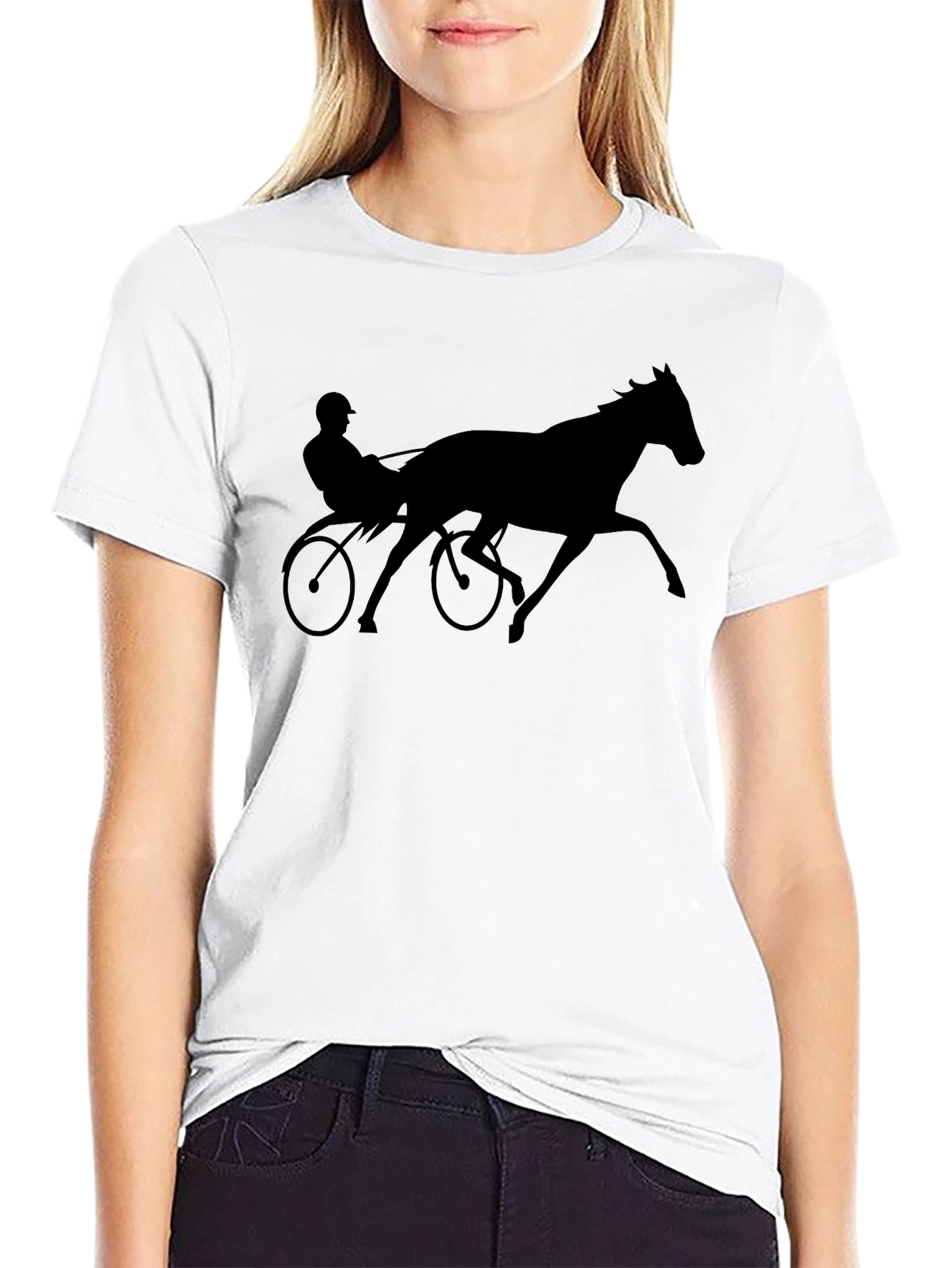 Horse Racing Silhouette Black T-Shirt