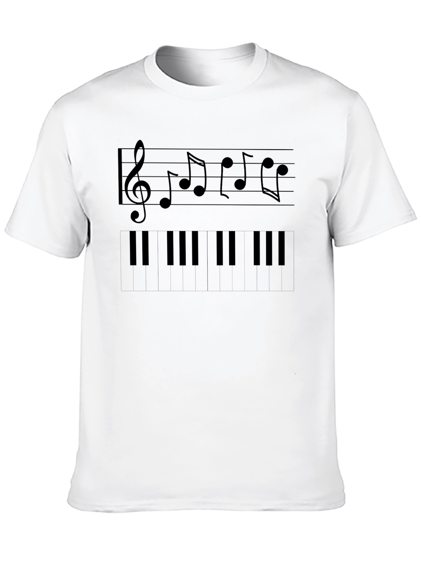 Musical T-Shirt: Piano Keys & Notes Graphic Tee