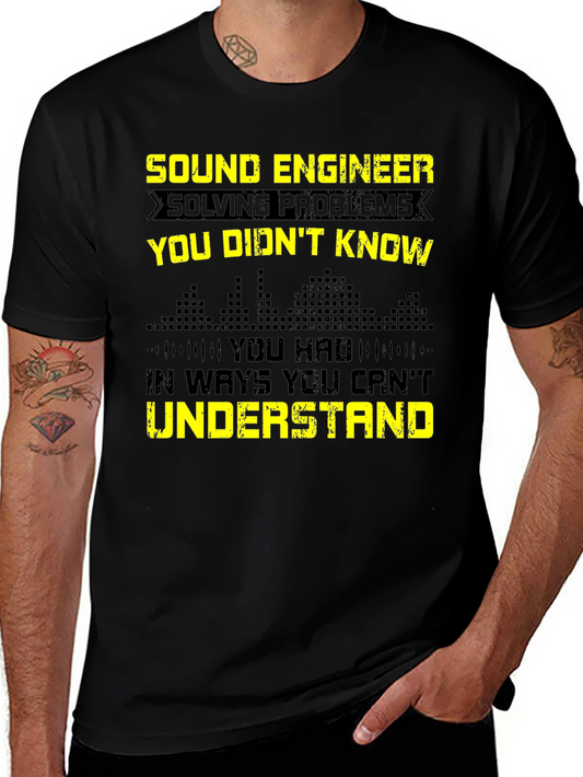 Sound Engineer Funny Graphic Tee - Black