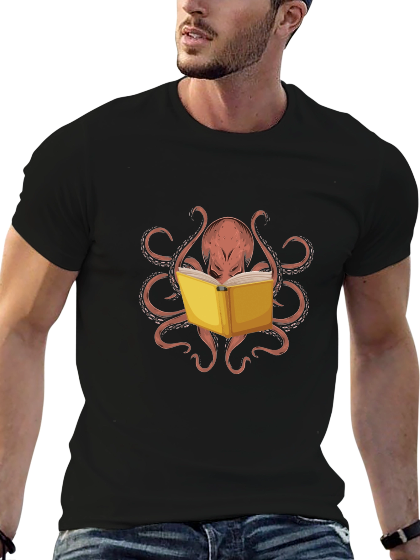 Octopus Reading Book Graphic Tee