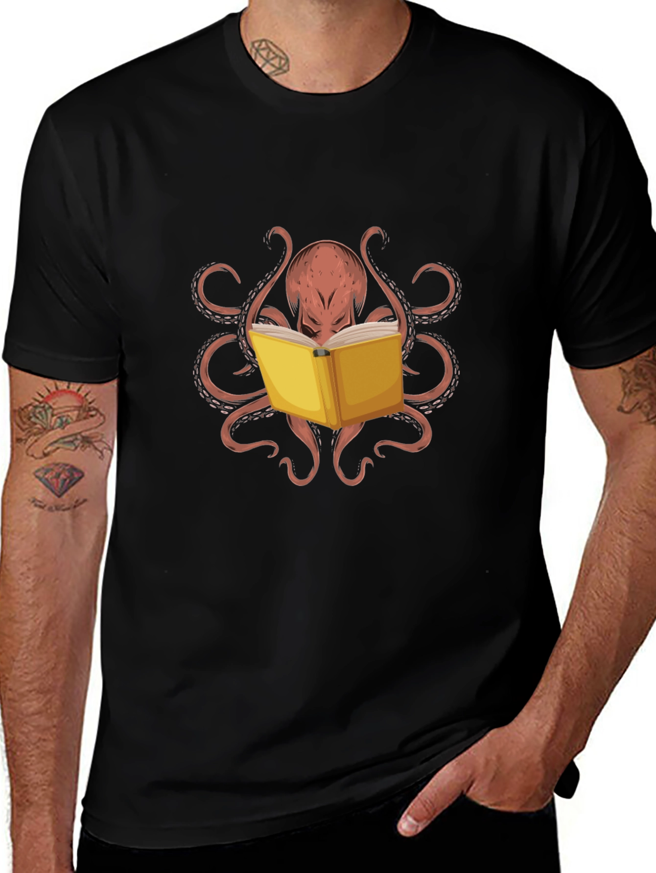 Octopus Reading Book Graphic Tee