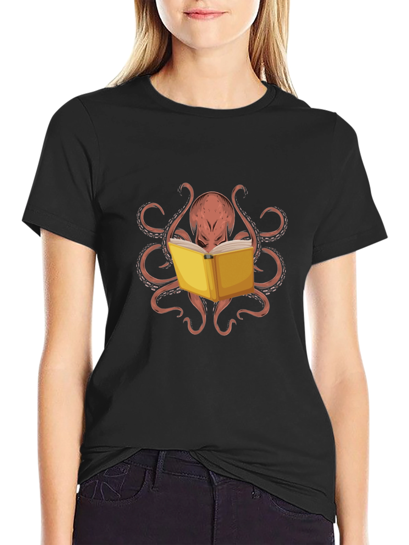 Octopus Reading Book Graphic Tee