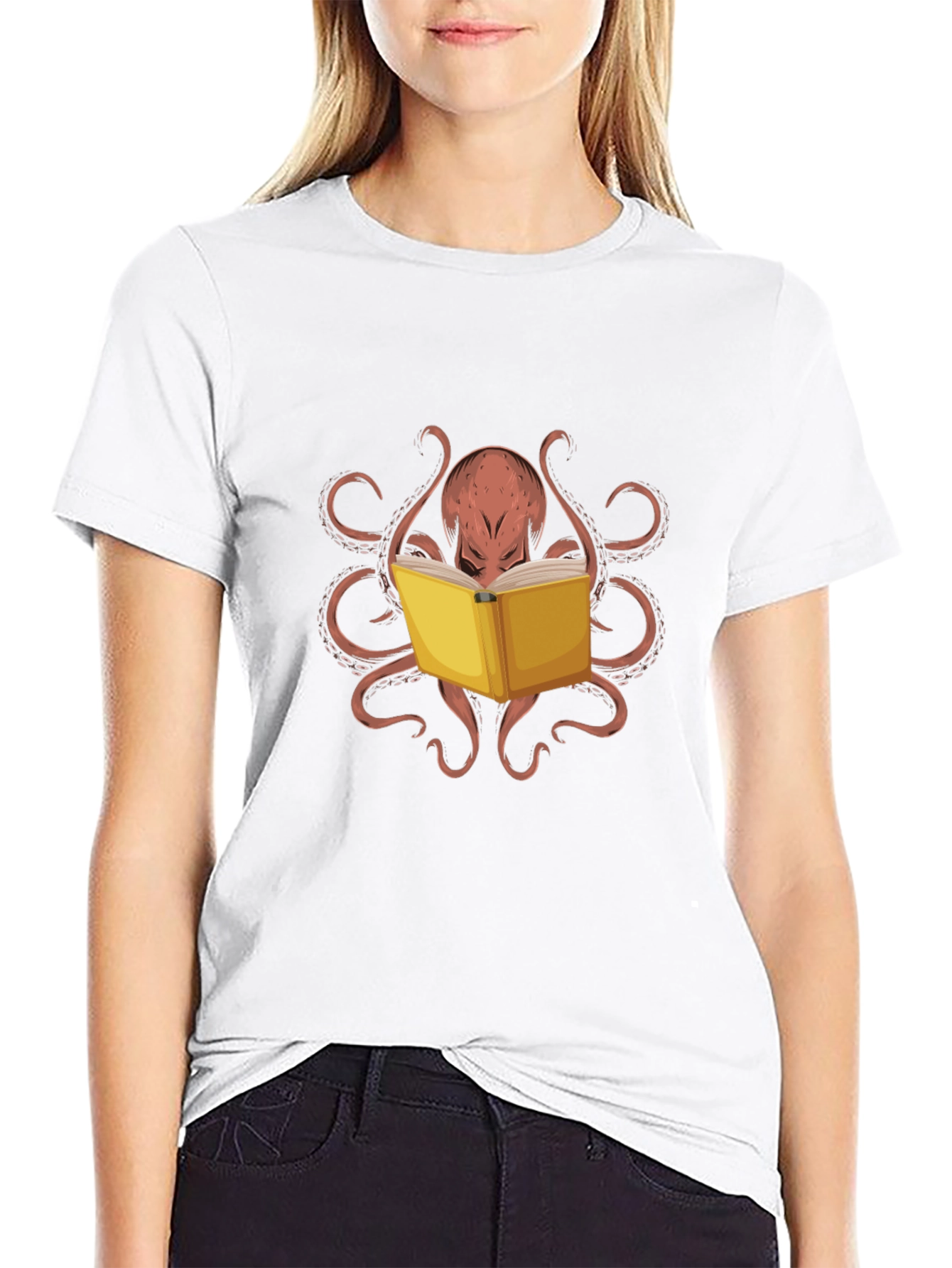 Octopus Reading Book Graphic Tee