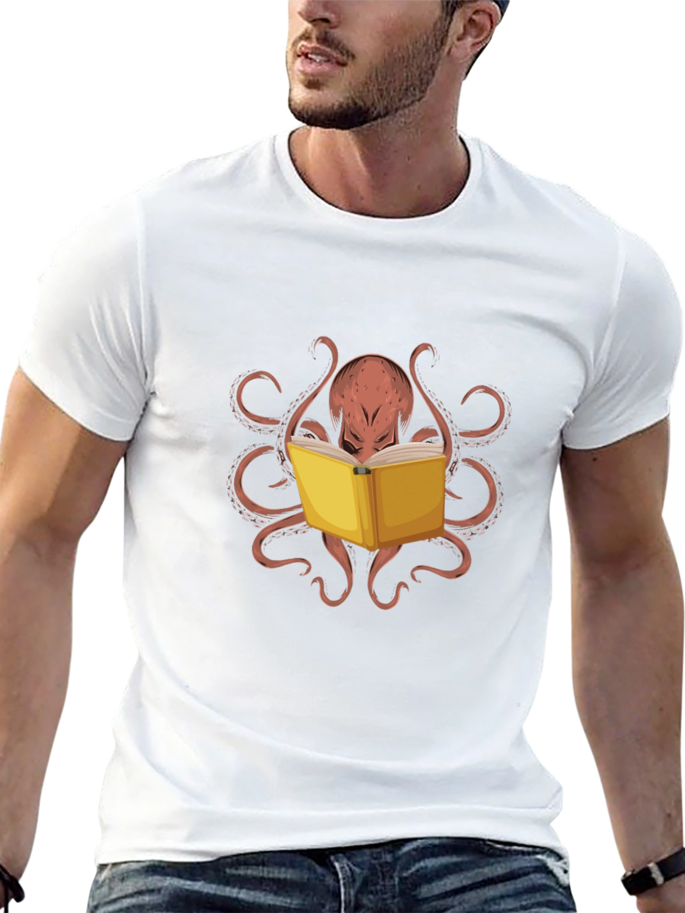 Octopus Reading Book Graphic Tee