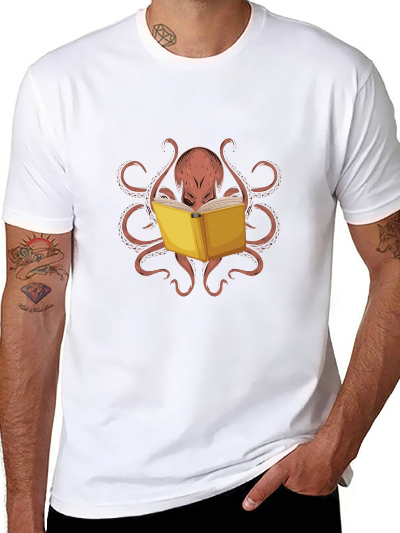 Octopus Reading Book Graphic Tee