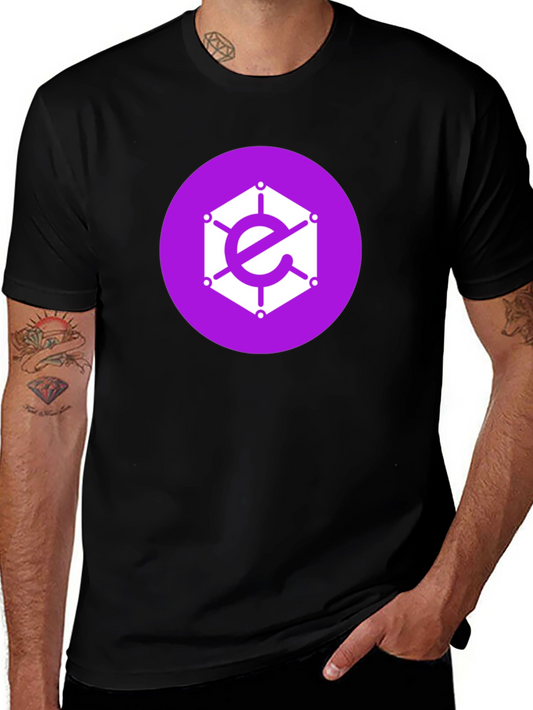 Geometric Logo Tee - Purple Icon on Black