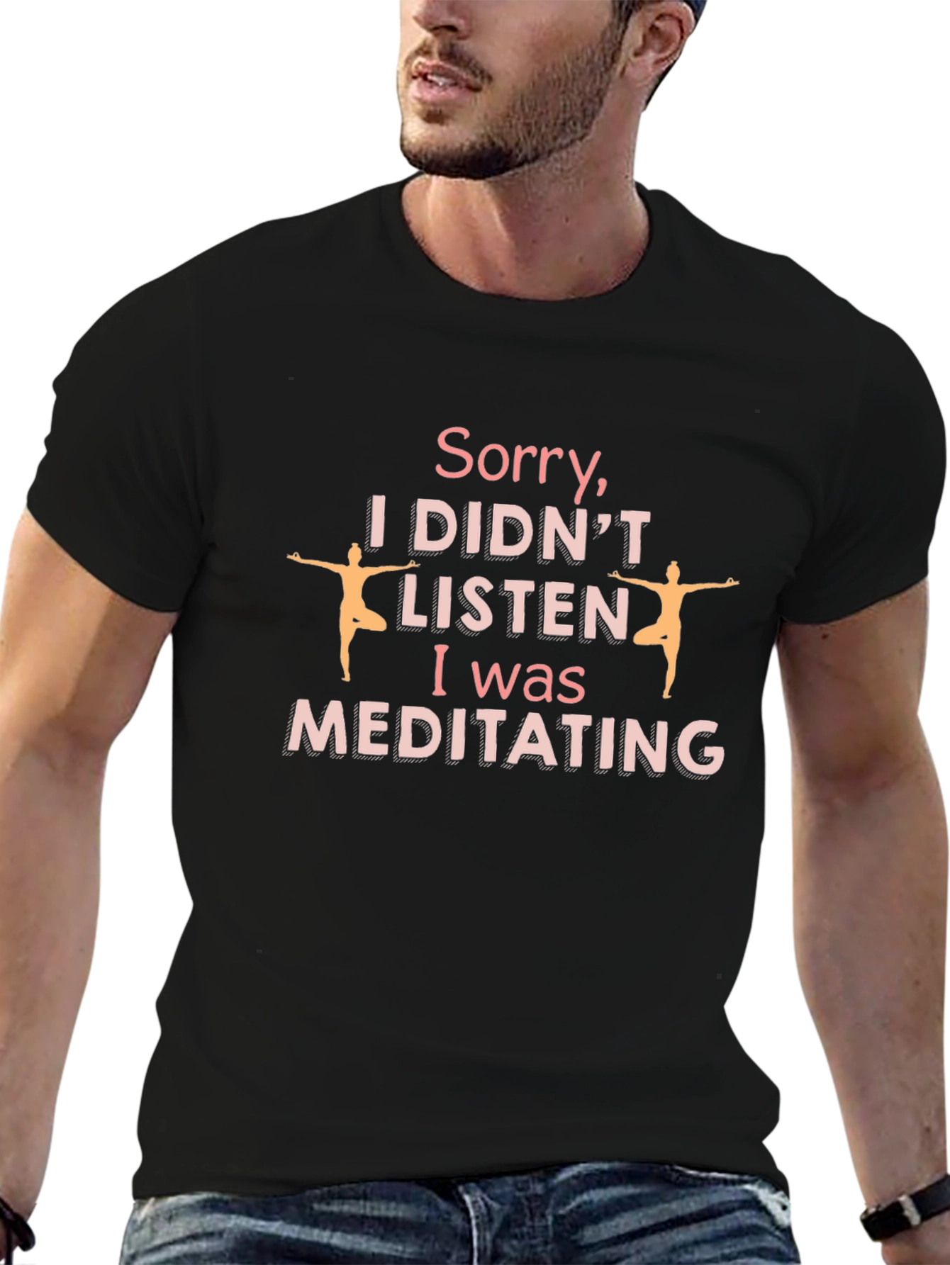 Meditating Humor Graphic T-Shirt